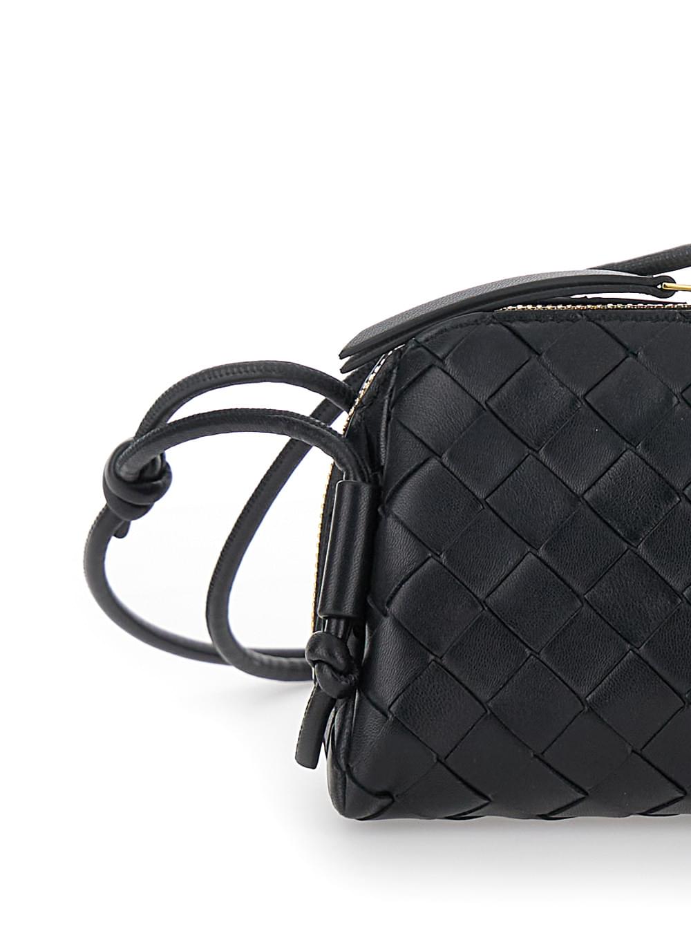 Bottega Veneta Women Crossbody Bag 'Concert' With Intreccio Motif In Black Leather For Women