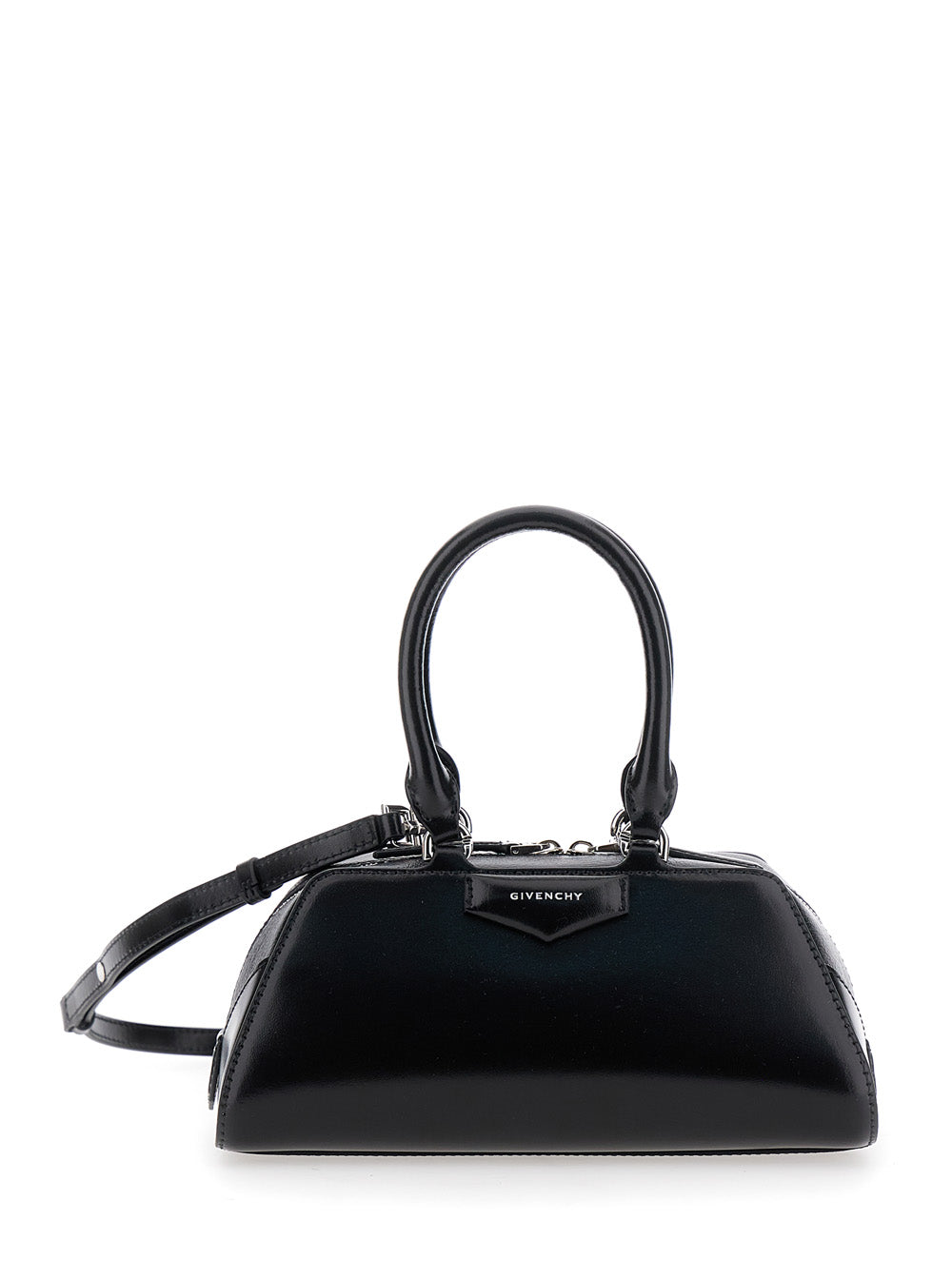 Givenchy Women Black Antigona East West' Mini Handbag With Adjustable And Removable Shoulder Strap And Logo Lettering On The Front In Leather For Women