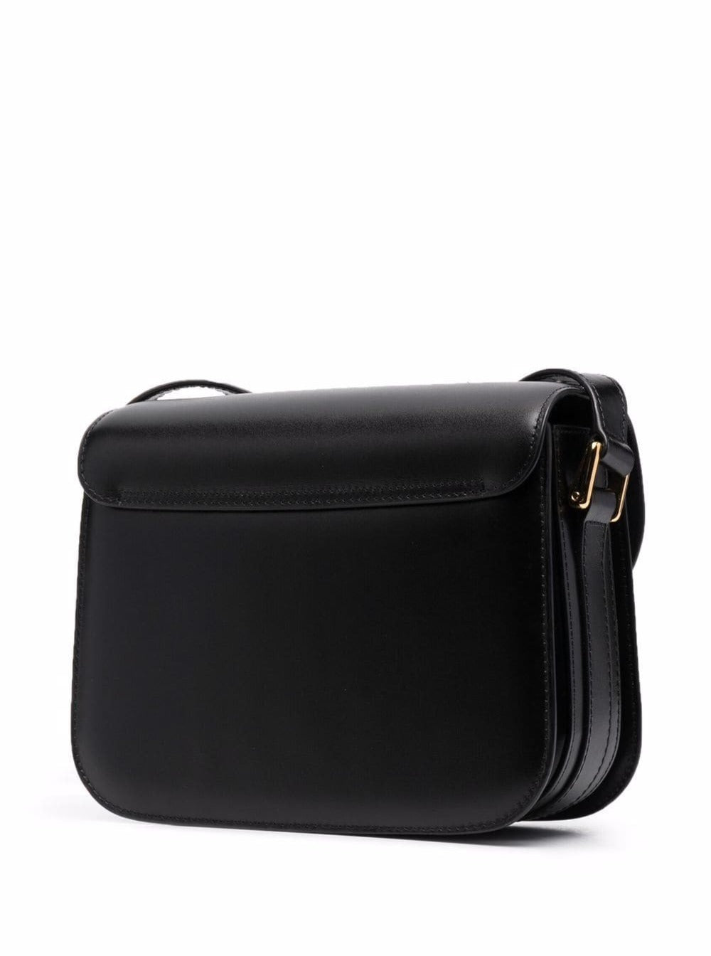 A.P.C. Women 'Grace' Black Small Crossbody Bag With Adjustable Strap And Logo Lettering Imprinted On The Front In Leather For Women