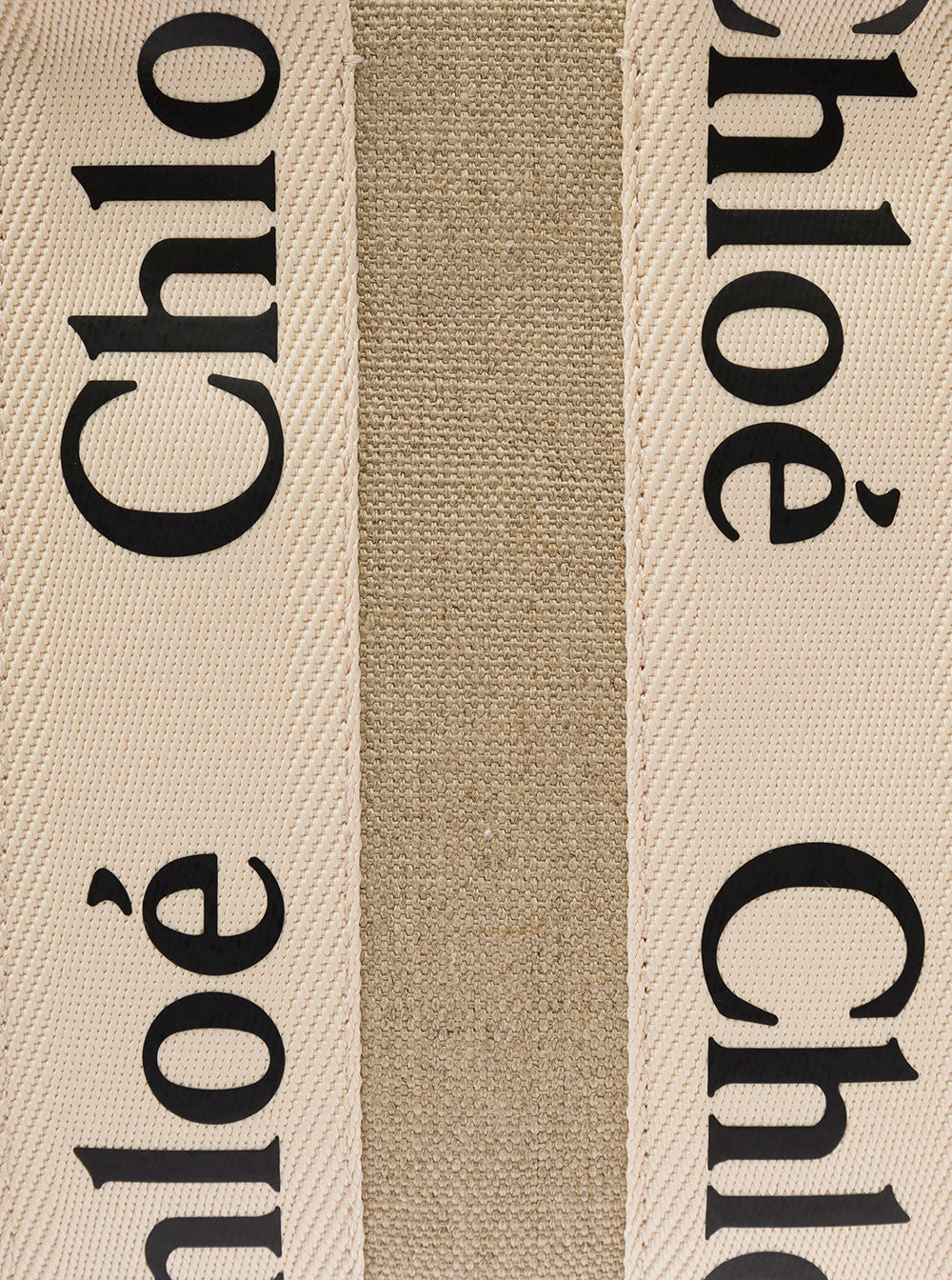 Chloé Women Tote Bag 'Woody' With Leather And Linen Strap In Beige For Women
