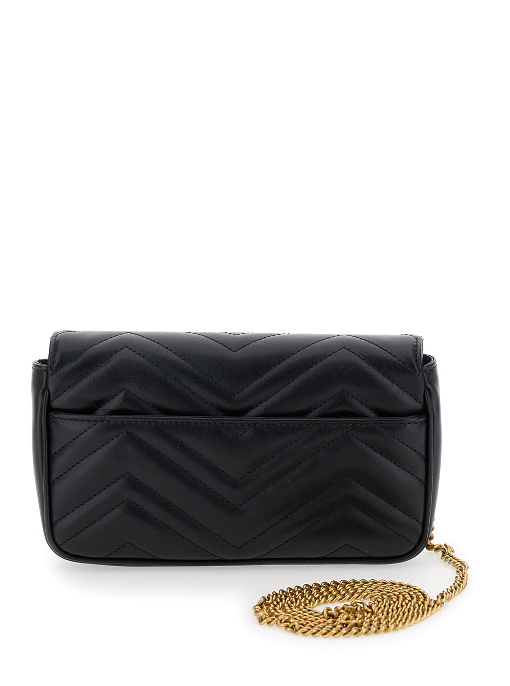 Gucci Women Mini Crossbody Bag 'Gg Marmont 2.0' With Double G In Black Chevron Leather For Women