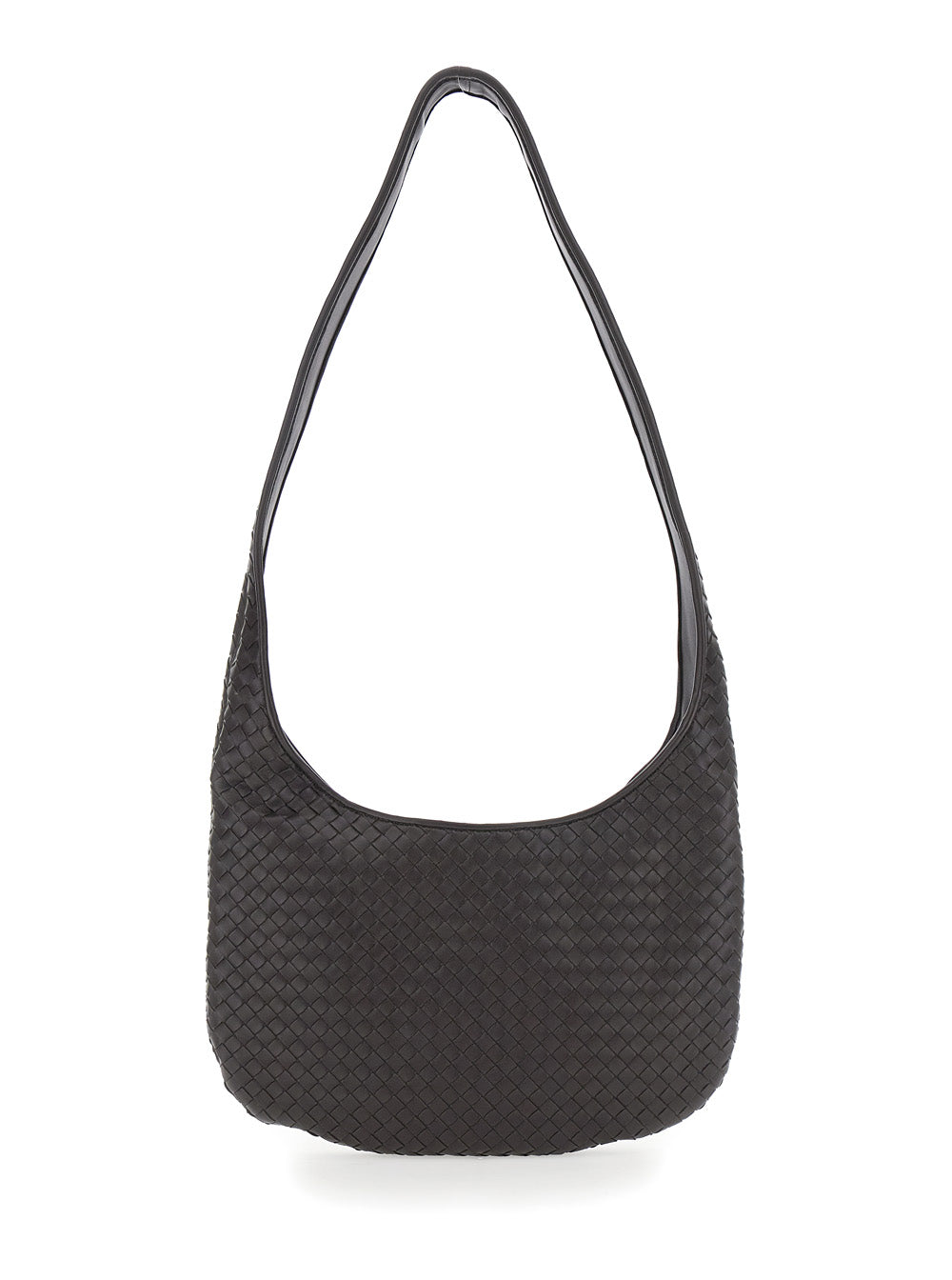 Bottega Veneta Men Brown Crossbody Bag With Top Zip Closure And Intreccio Motif In Leather For Men