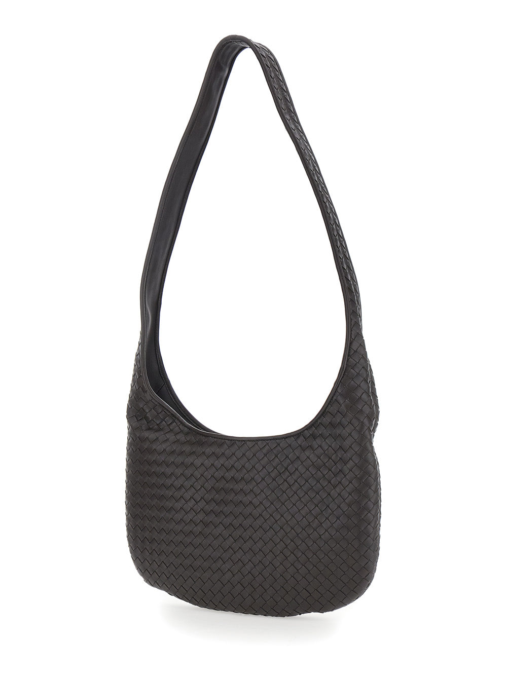 Bottega Veneta Men Brown Crossbody Bag With Top Zip Closure And Intreccio Motif In Leather For Men