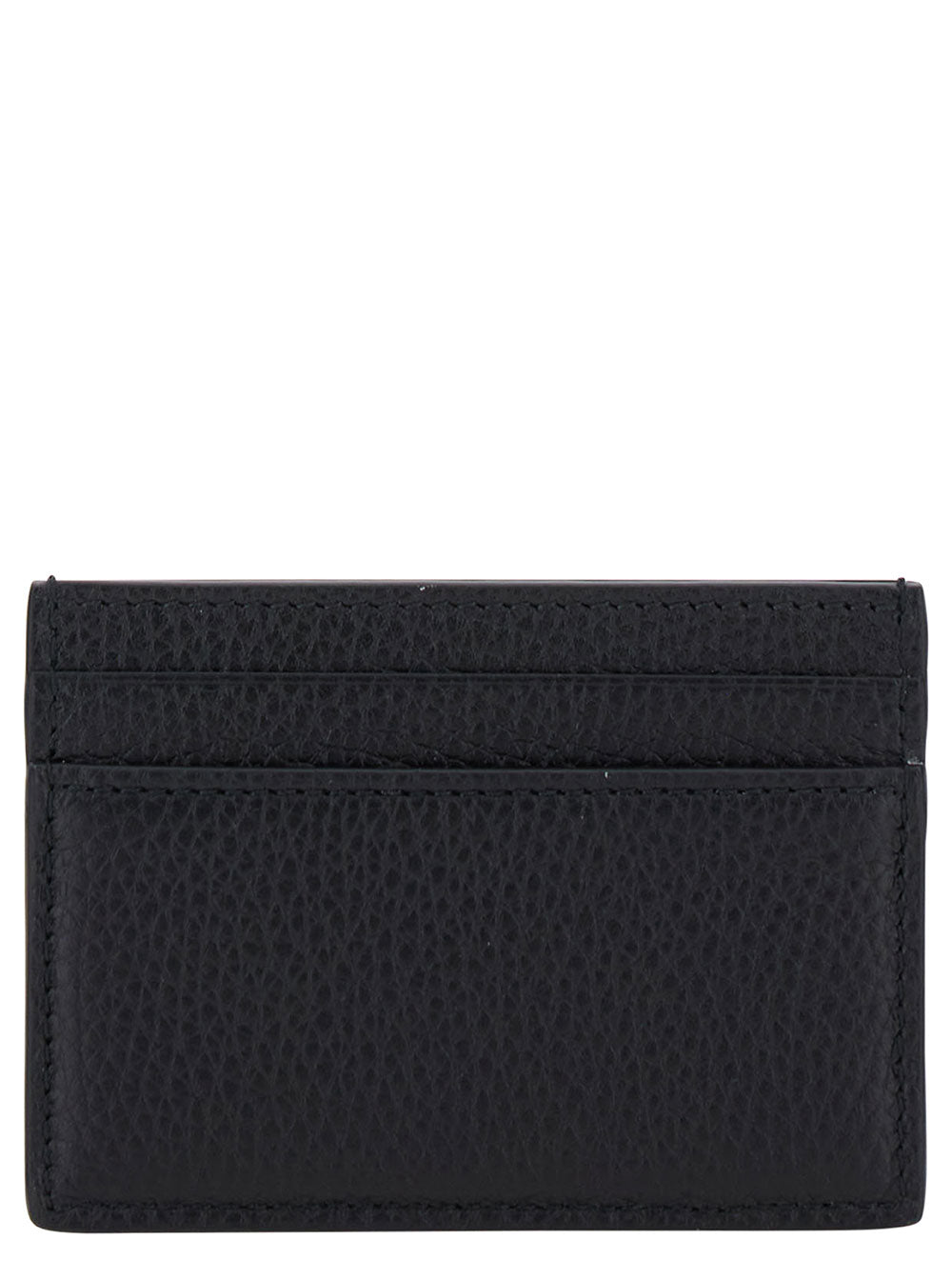Gucci Men Black Card Holder With Logo Lettering Detail On The Front In Grained Leather For Men