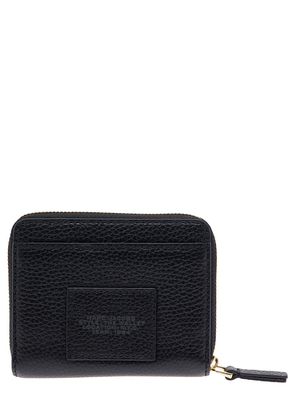 Marc Jacobs Women Wallet 'The Mini' With Engraved Logo On Front In Black Pebbled Leather For Women