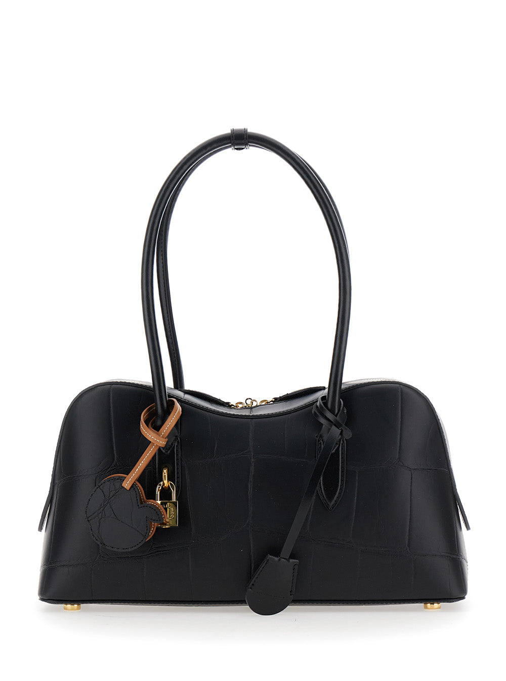 Stella Mccartney Women Medium 'Ryder' Handbag With Lock Detail On Front In Ecoleather Black For Women