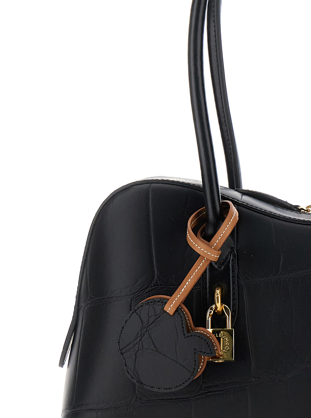 Stella Mccartney Women Medium 'Ryder' Handbag With Lock Detail On Front In Ecoleather Black For Women