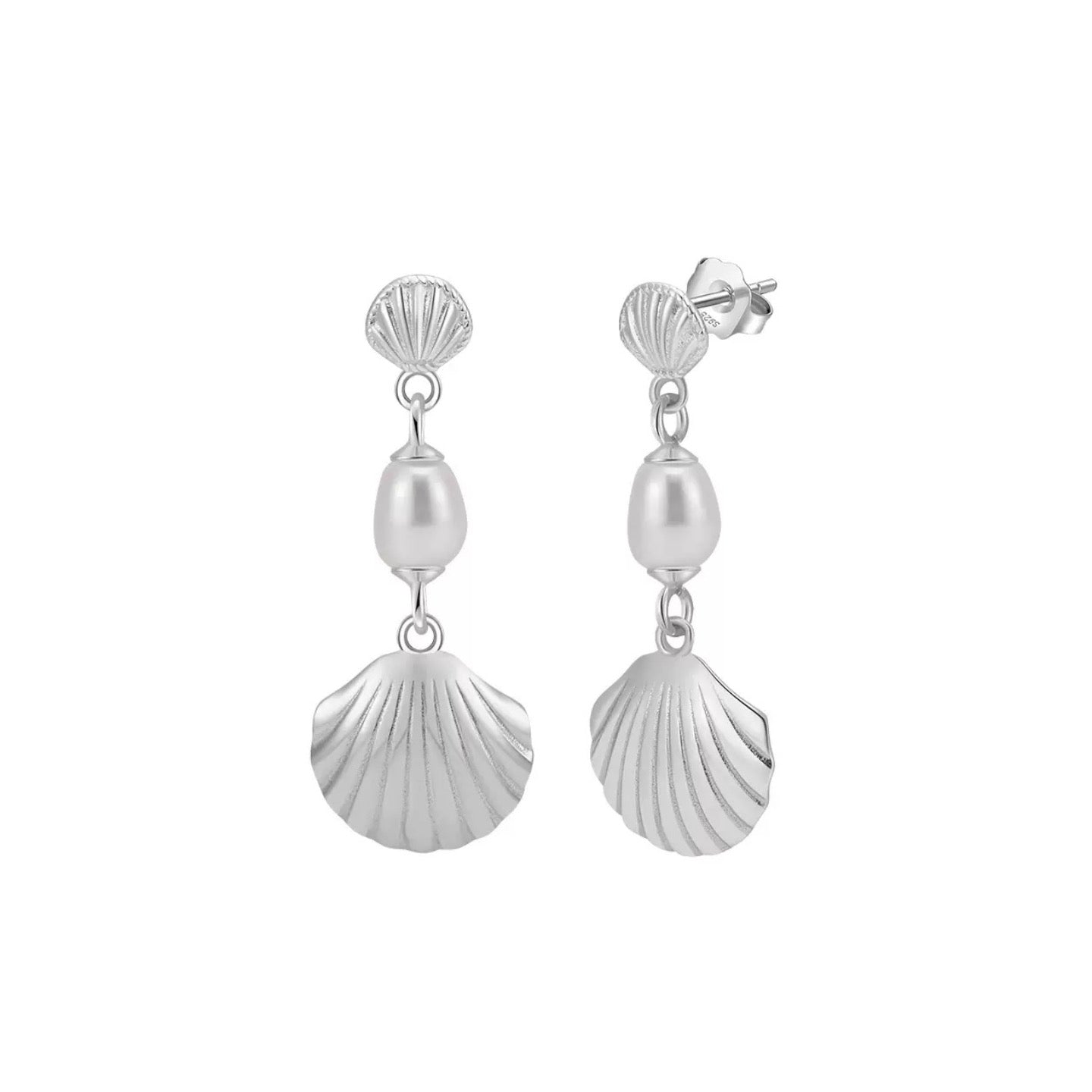 Seashell Pearl Drop Earrings
