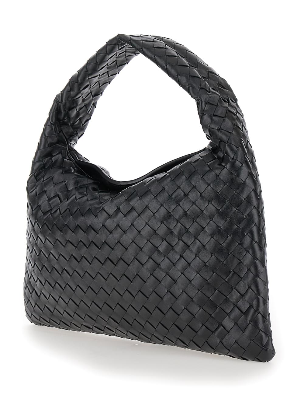 Bottega Veneta Women Shoulder Bag 'Hop Piccola' With Intreccio Motif In Black Leather For Women