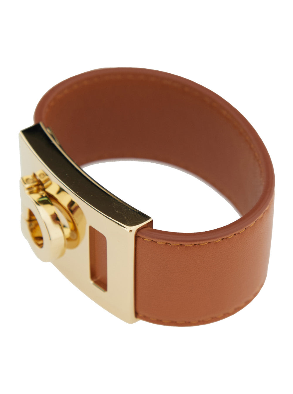 Ferragamo Women Bracelet 'Hug' With Gancini Detail In Smooth Brown Leather For Women