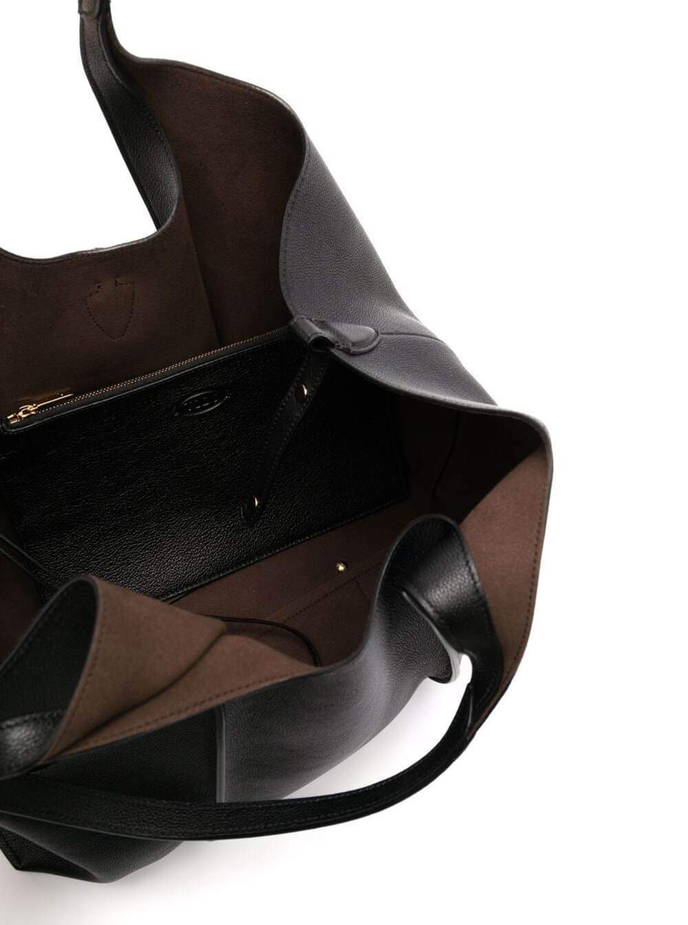 Tod's Women Tote Bag With T Timeless Pendant In Black Leather For Women