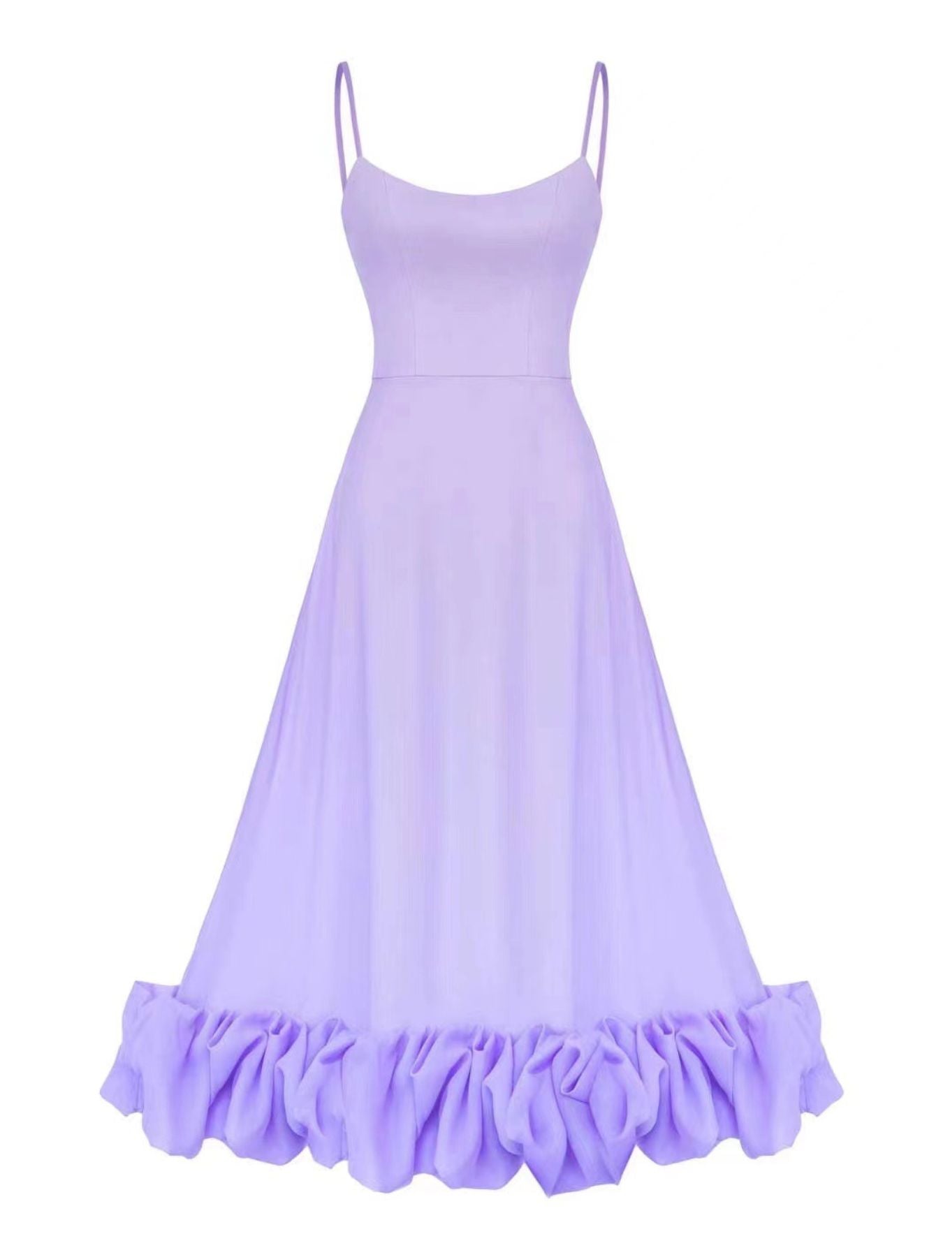 Ruffle Hem Scoop Neck Midi Dress
