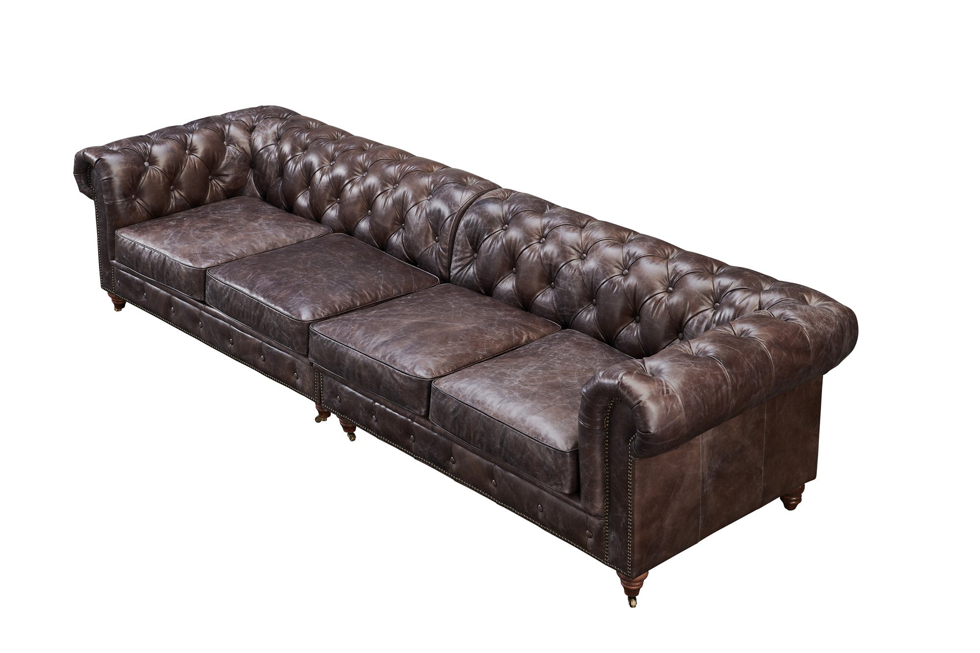 Century Chesterfield Sofa - Dark Brown Leather - 118"
