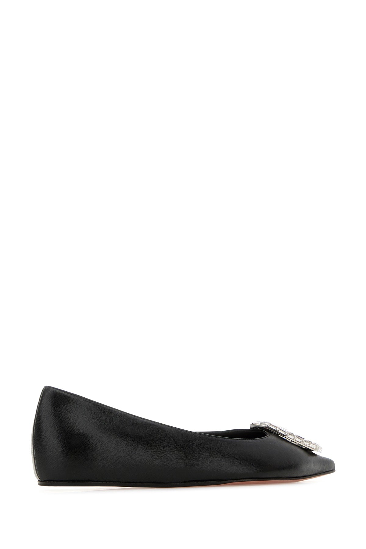 Amina Muaddi Women Camelia Flat Nappa Black White Buc