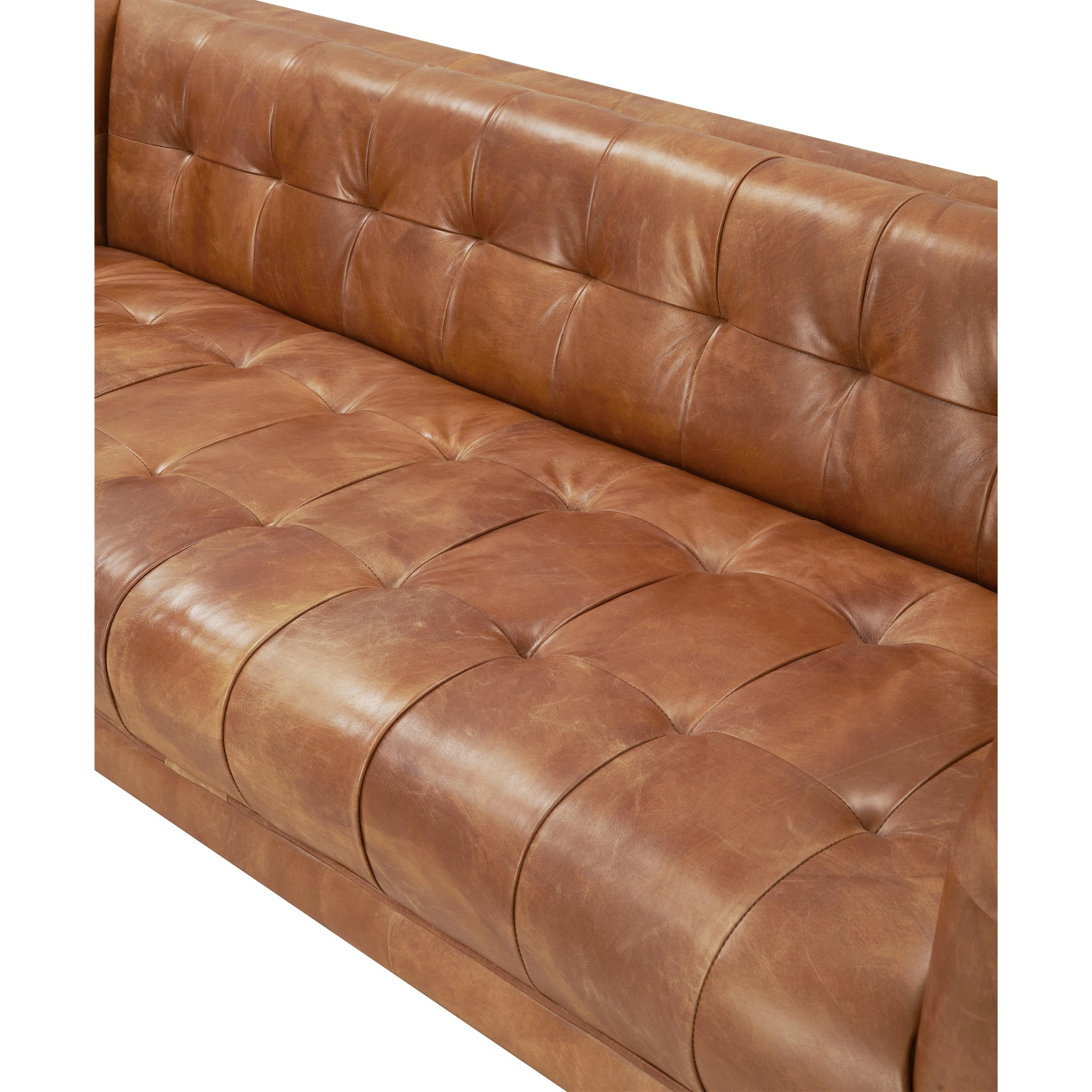 Taylor Contemporary Tufted Sofa - Light Brown Leather