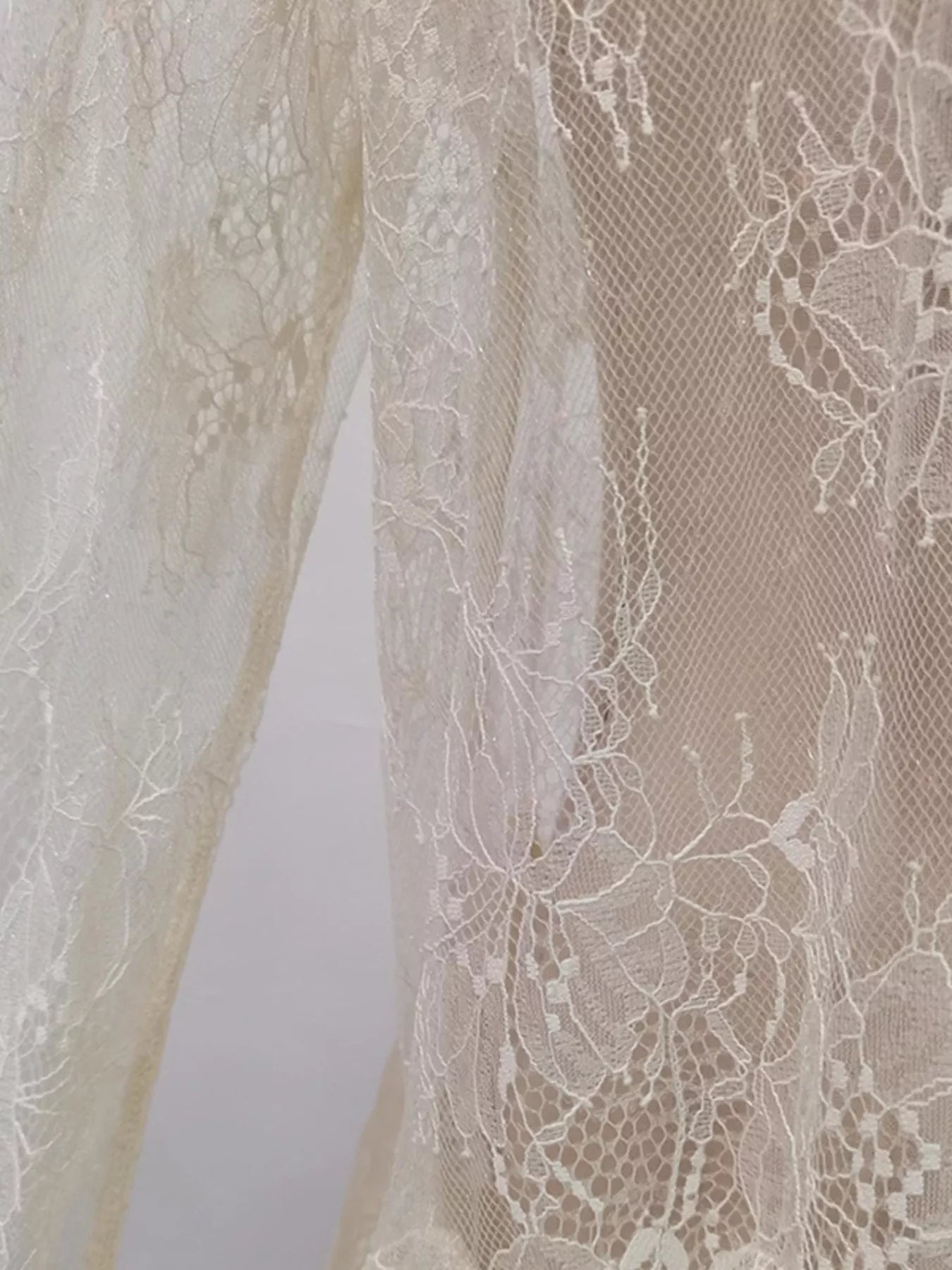 Ruffled Hem Lace Long Sleeve Dress
