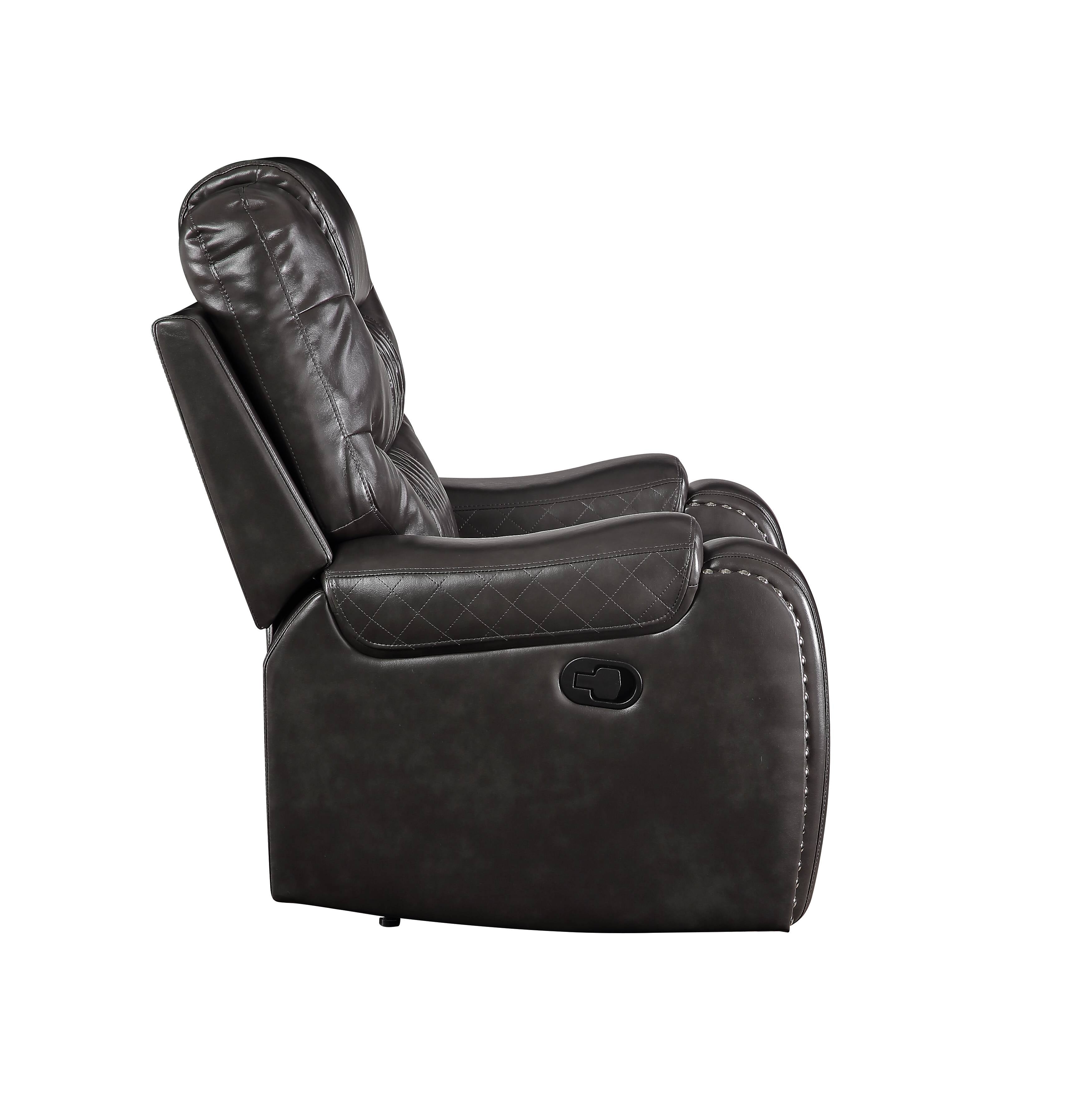 Braylon Magnetite Synthetic Leather Recliner Loveseat with Cupholder Console
