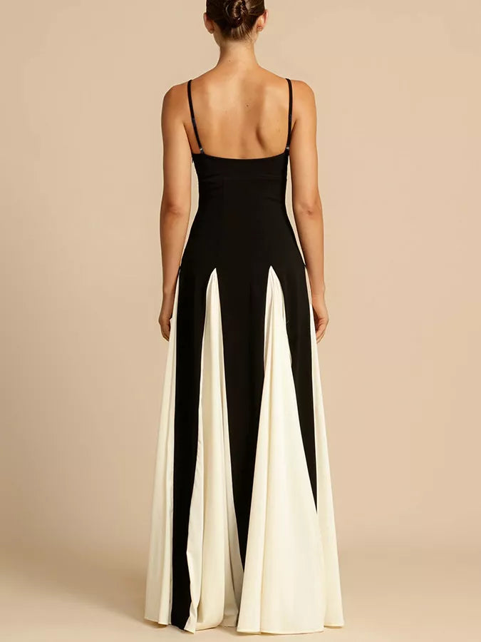 Two-Tone Flowing Maxi Dress