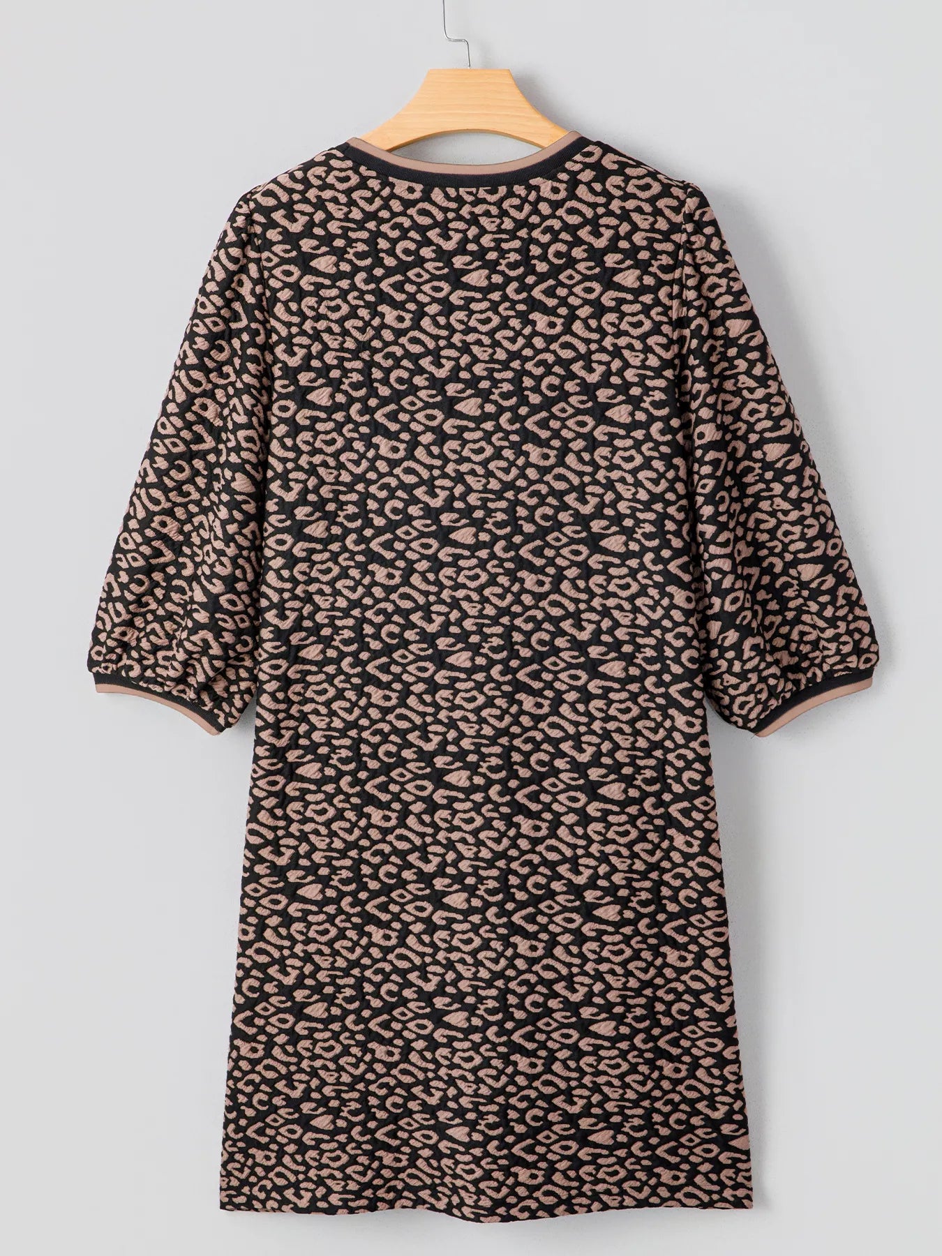 Leopard Print Bubble Sleeve Shift Mini Dress