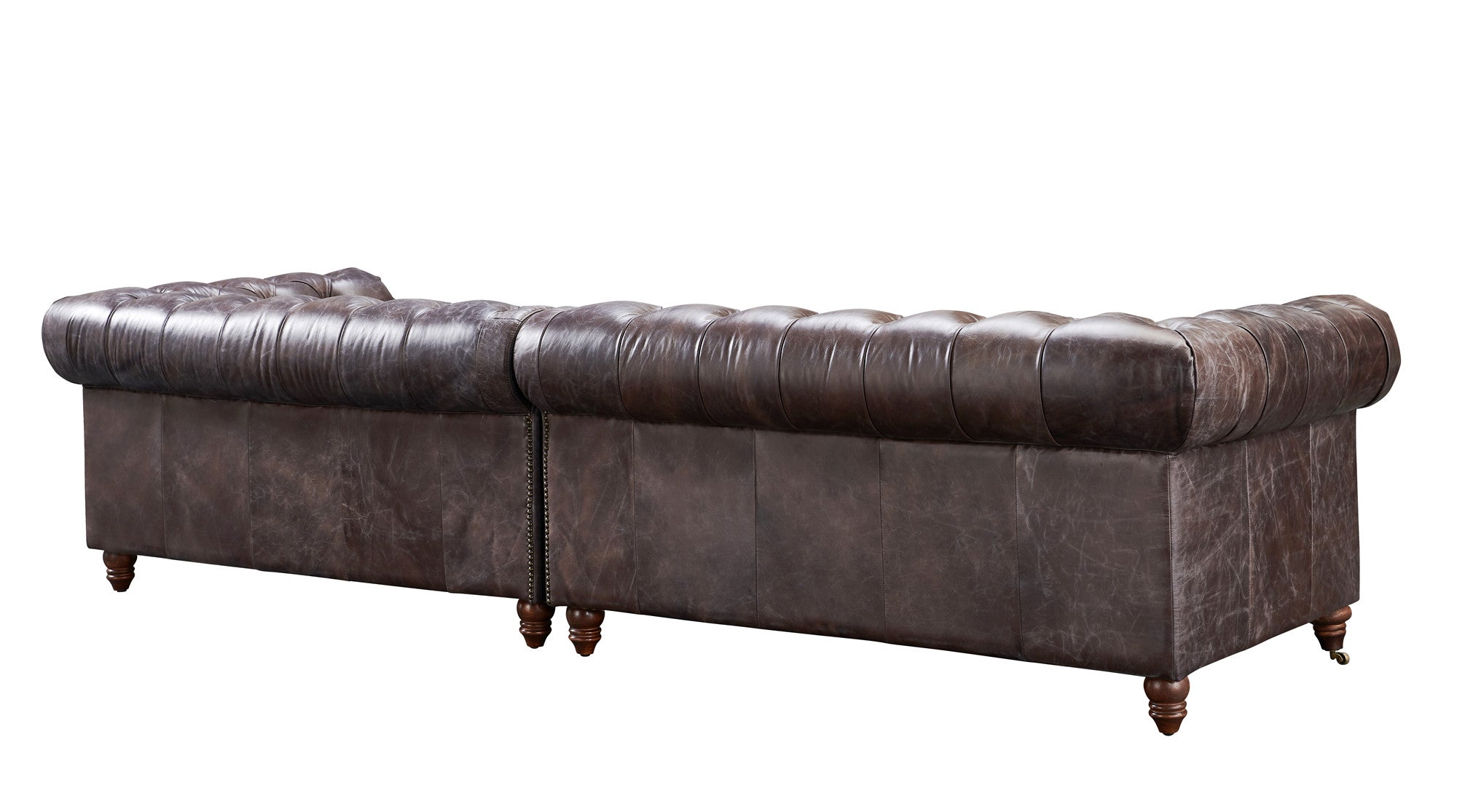Century Chesterfield Sofa - Dark Brown Leather - 118"