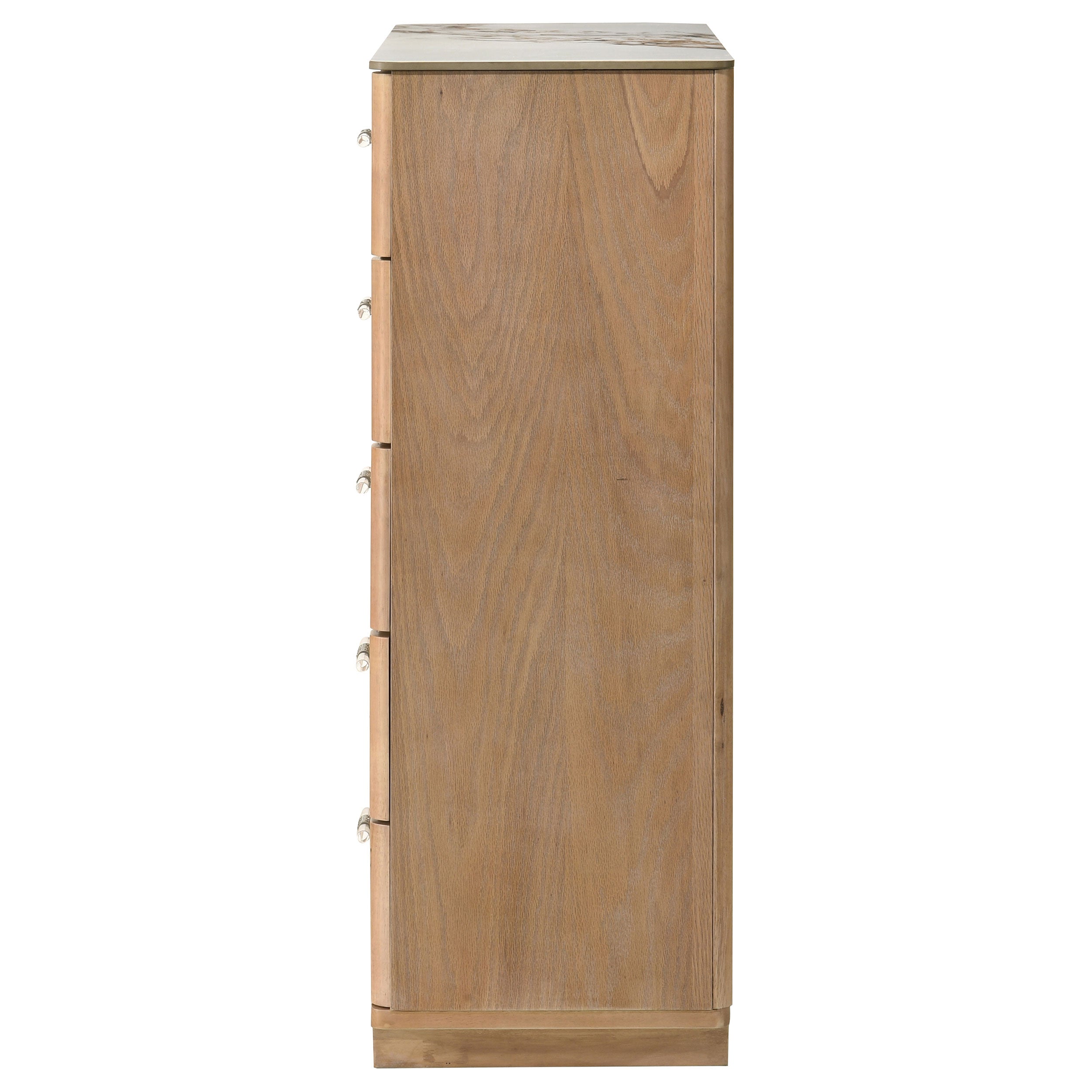 Leanne 5-drawer Sinter Stone Top Chest of Drawers Light Oak