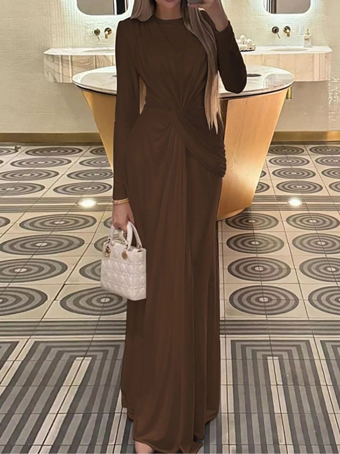 Twisted Long Sleeve Maxi Dress
