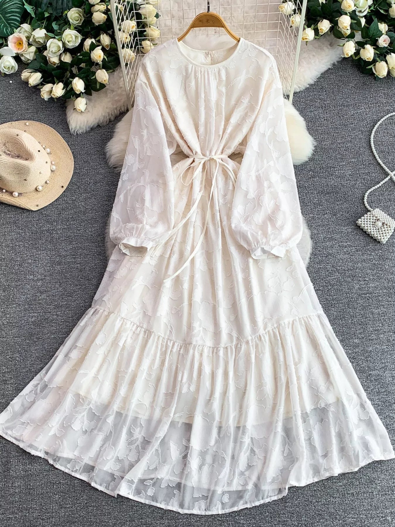 Tie Waist Long Sleeve Dress