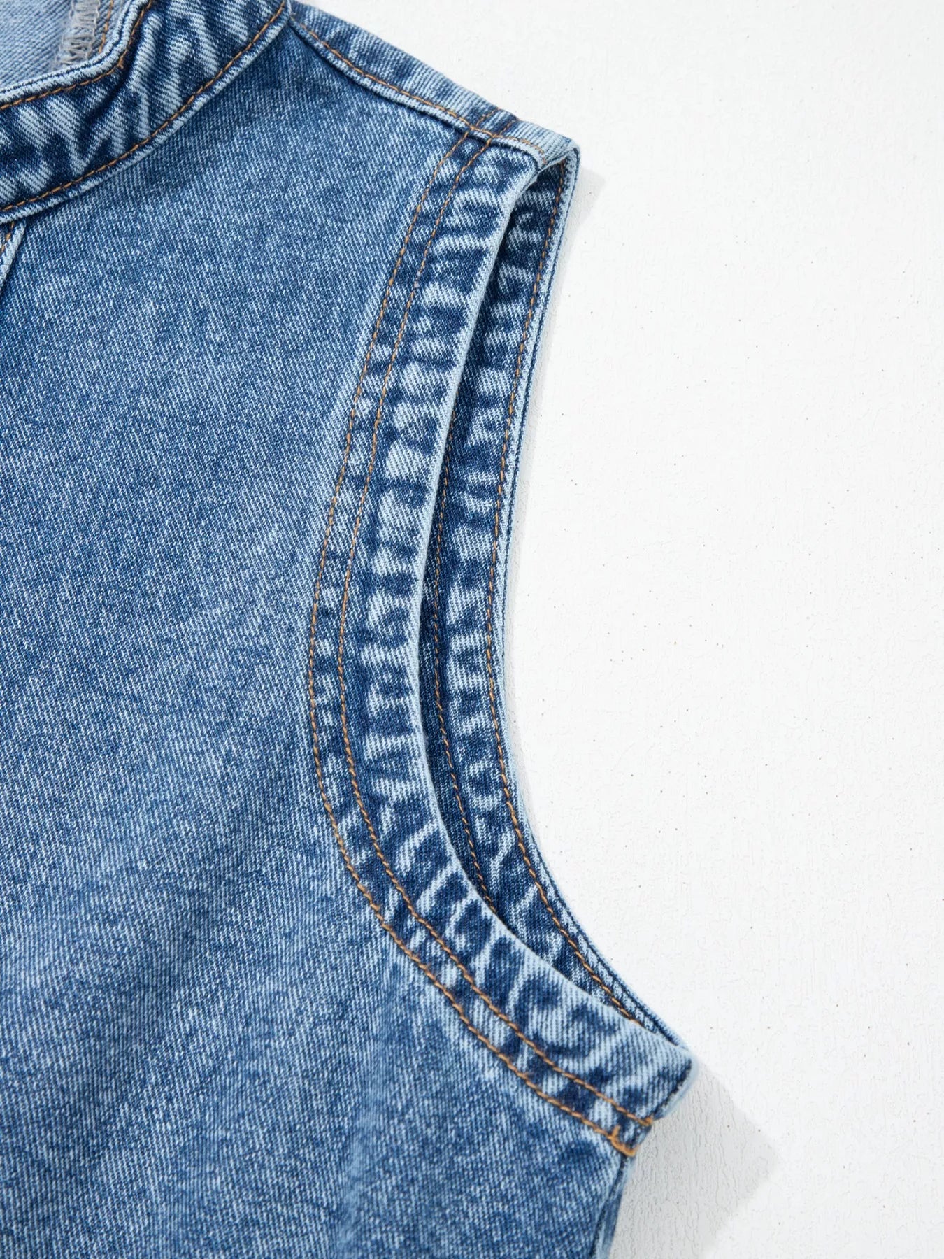 Western Belt Button Down Sleeveless Denim Short Dress