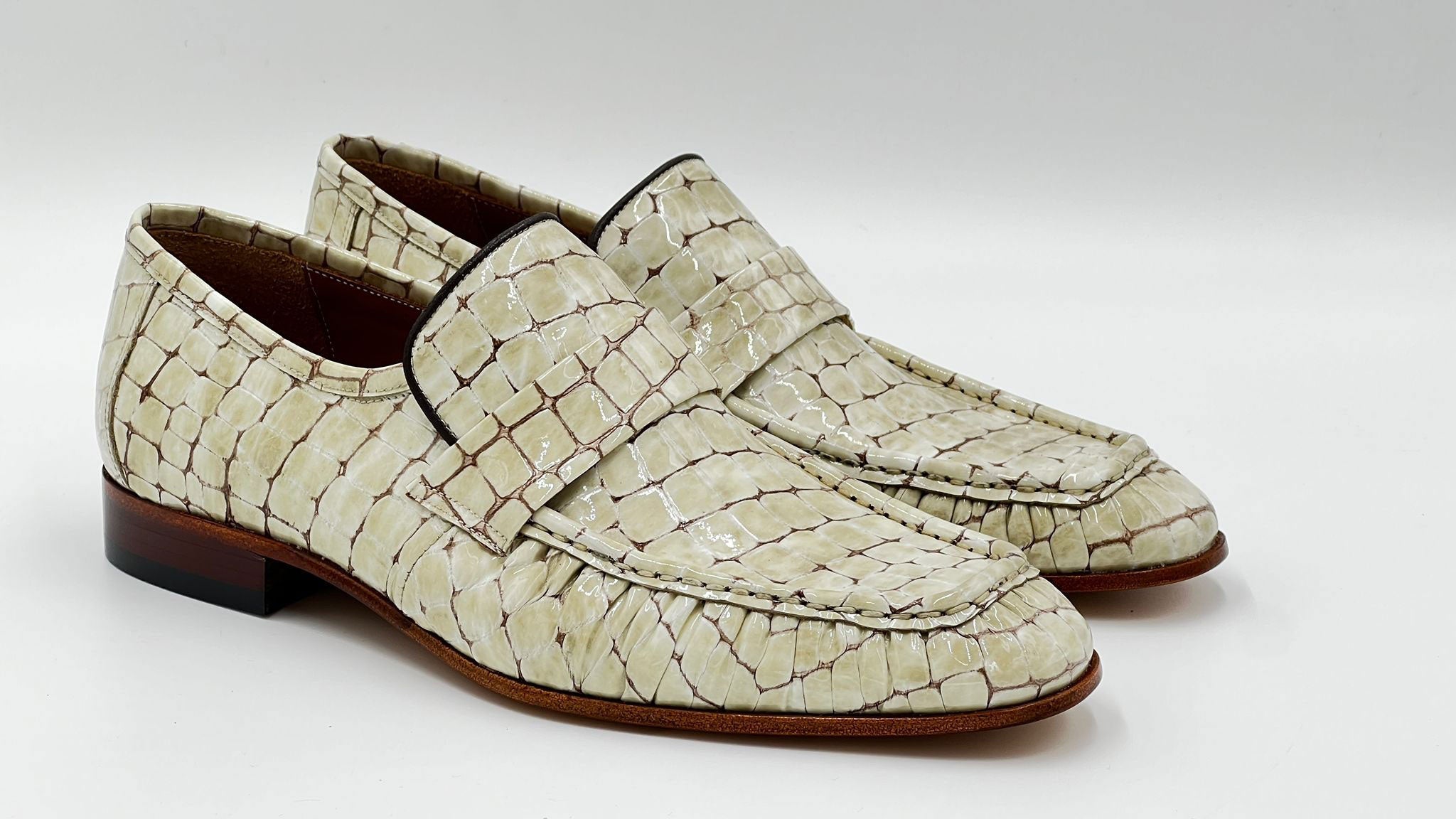 C Collection Crocodile Leather Loafer - Beige