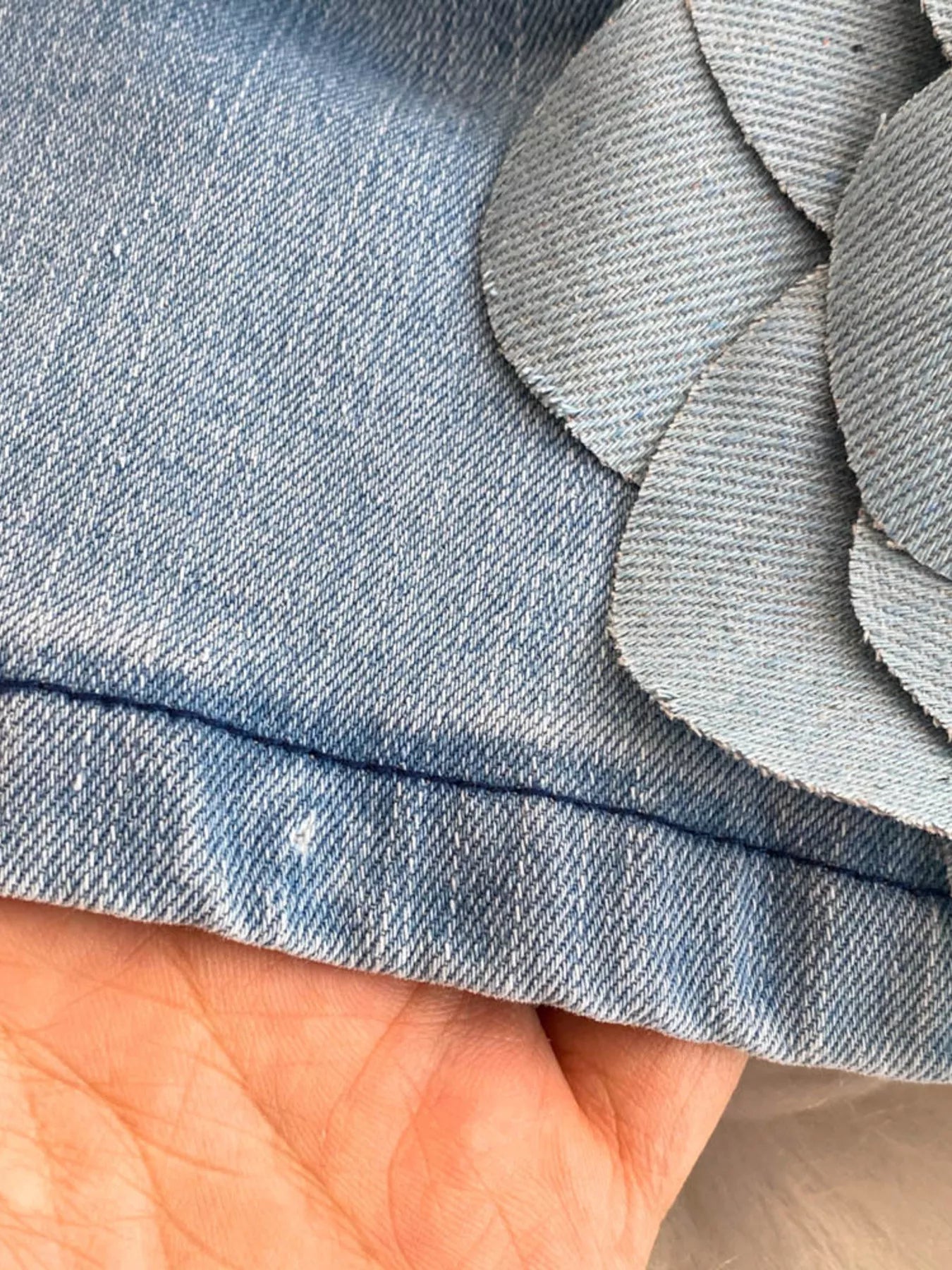 Floral Applique Strapless Denim Dress