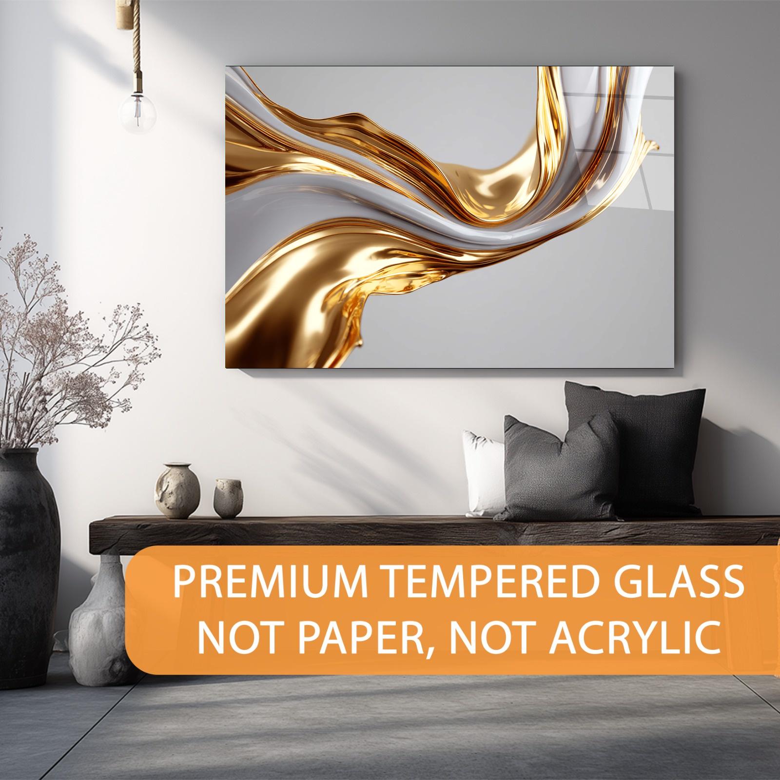 Gold & Ivory Abstract Glass Wall Art | Modern Luxury Decor