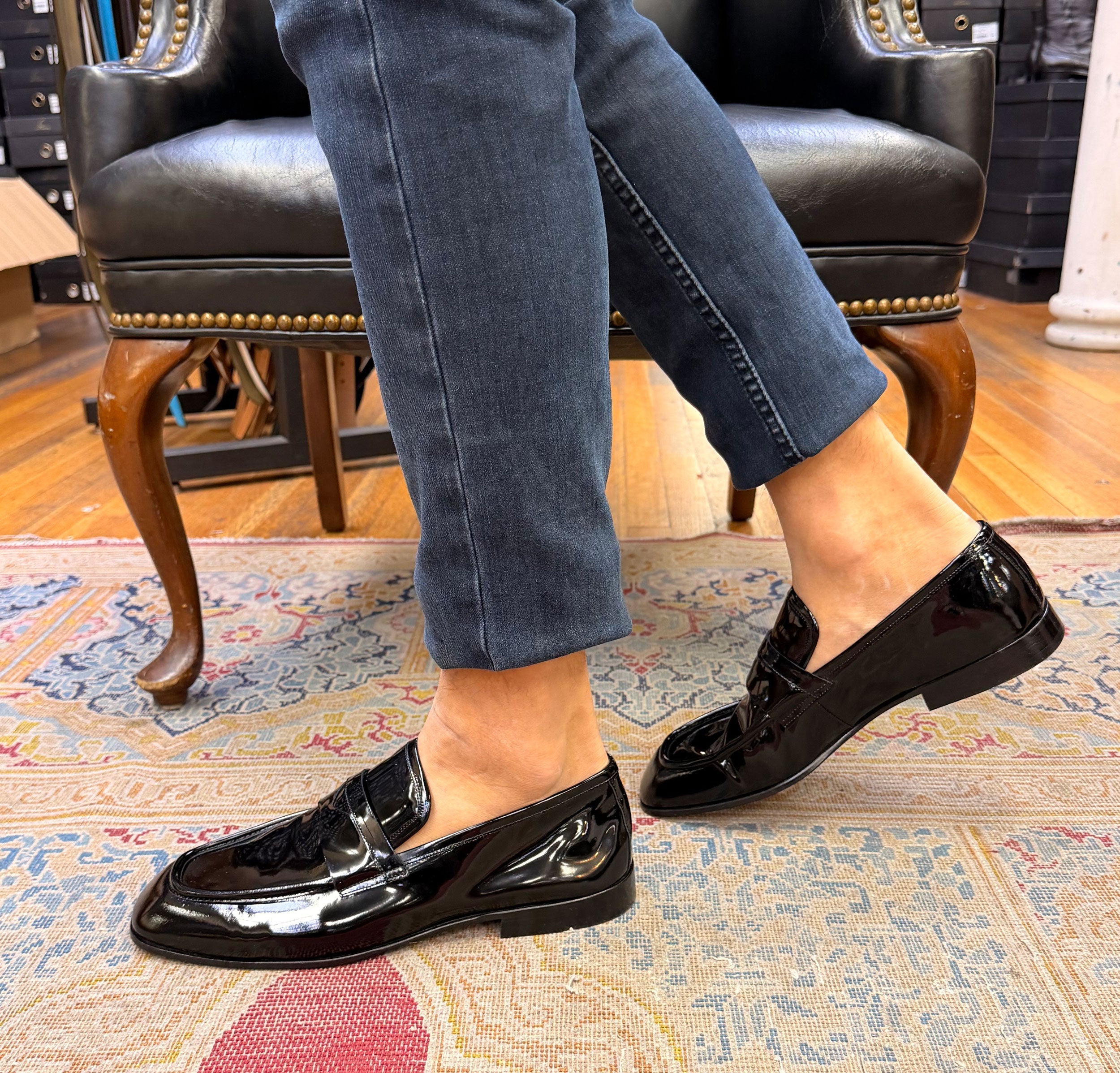 C Collection Patent Leather Penny Loafer - Black