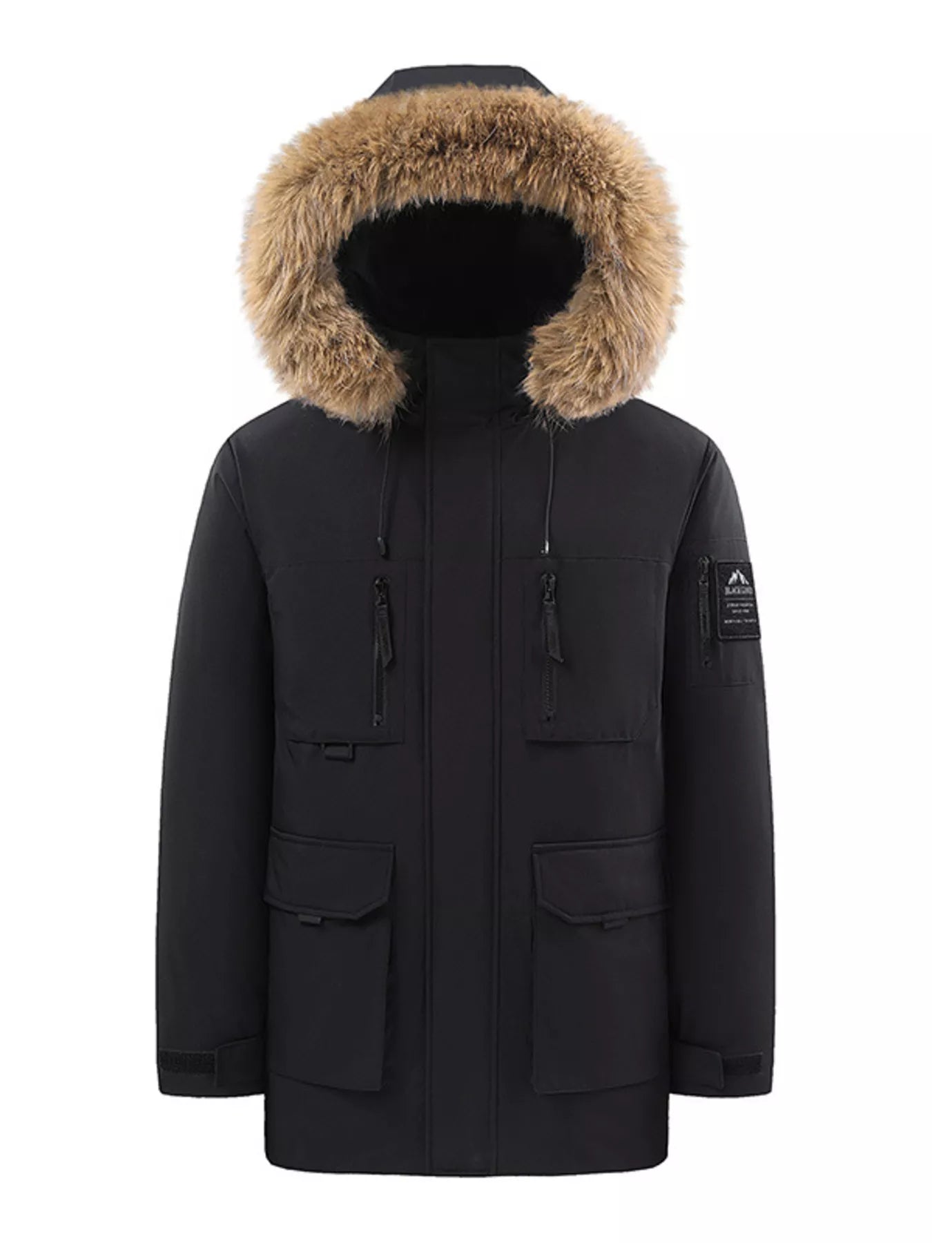 Men's Full Size Fur Hooded Winter Parka Coat Plus Size