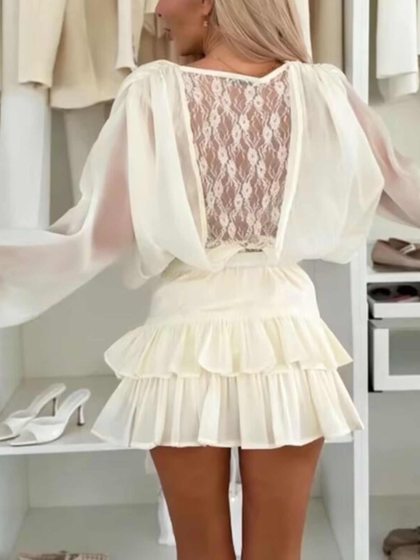 Lace Long Sleeve Dress with Short Liner