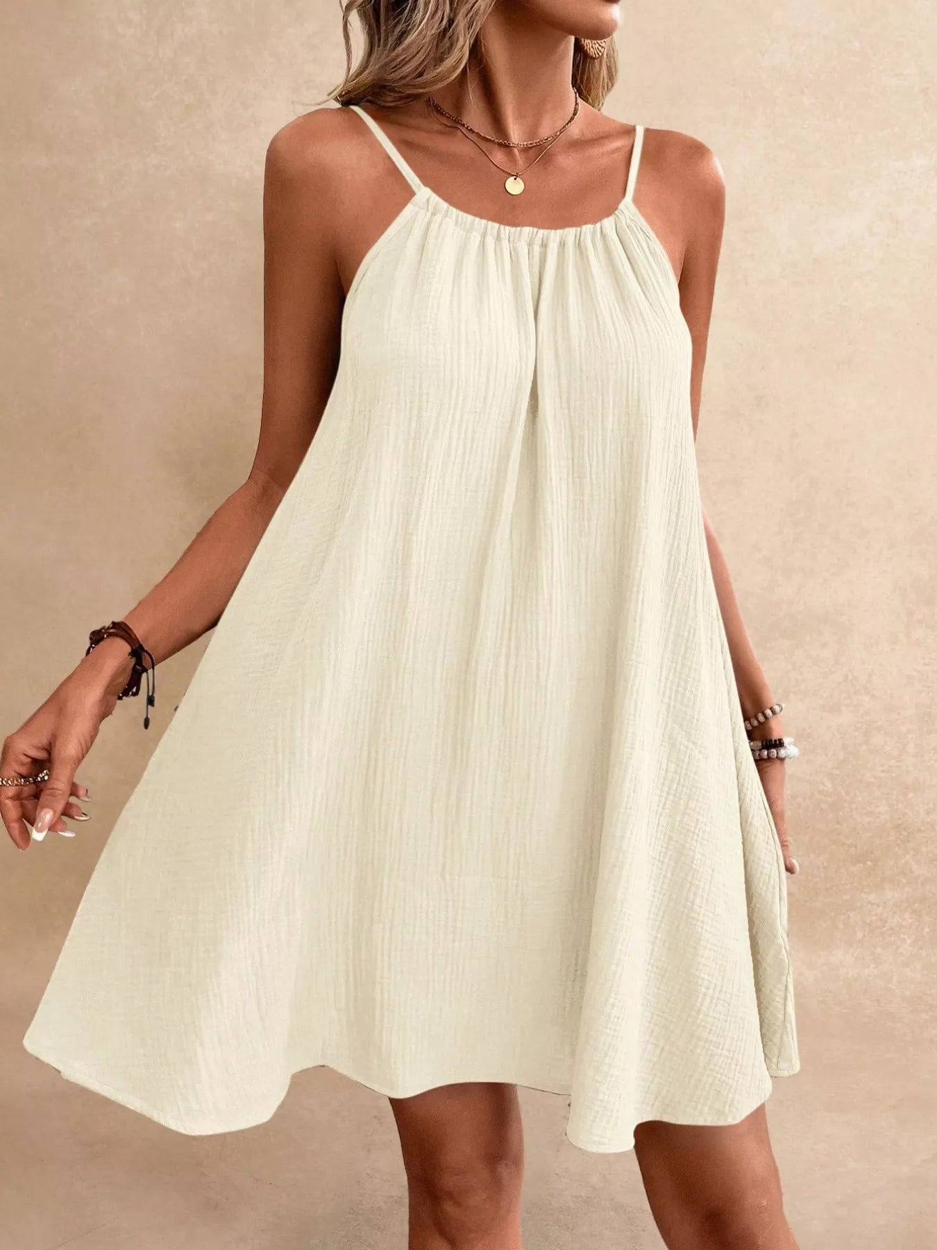 Casual Loose Spaghetti Strap Mini Dress