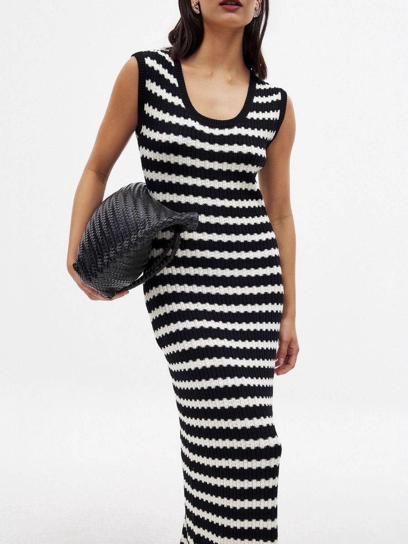Side Slit Sleeveless Midi Knit Dress