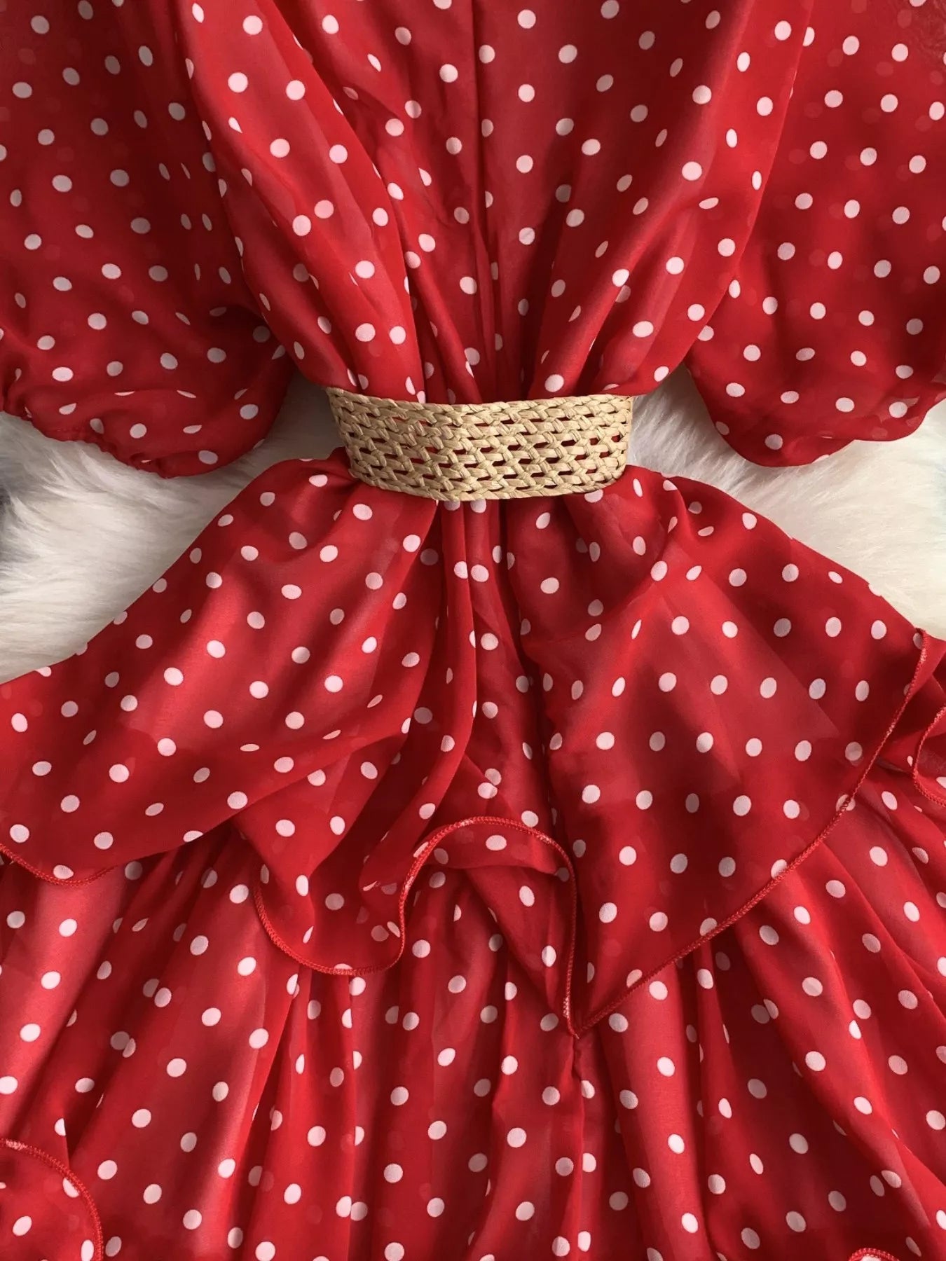 Polka Dot Ruffled Tiered Dress