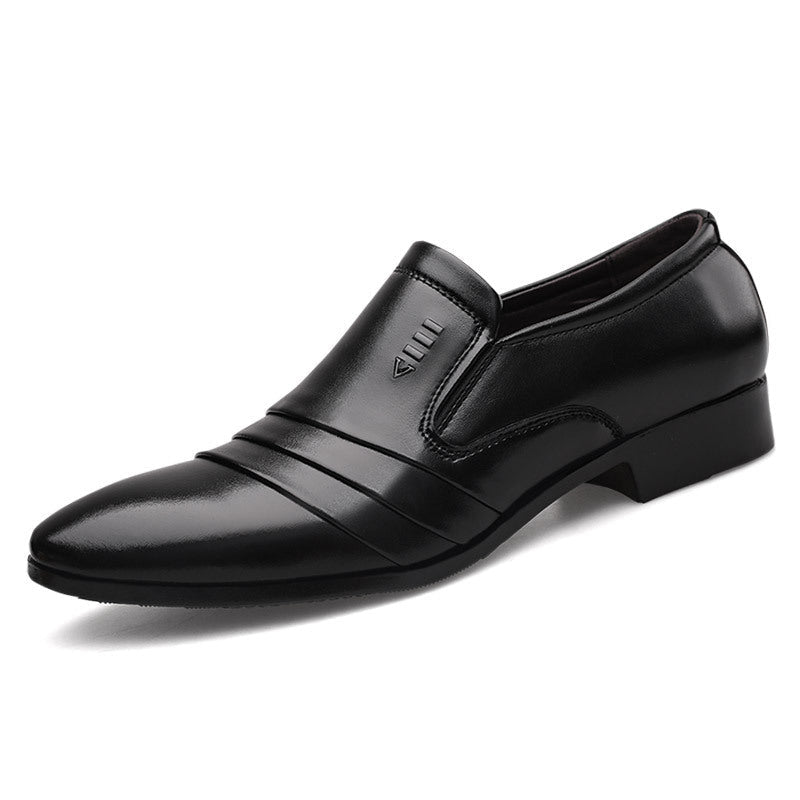Mens Formal Business Leather Shoes Pointed Toe Slip-on Style