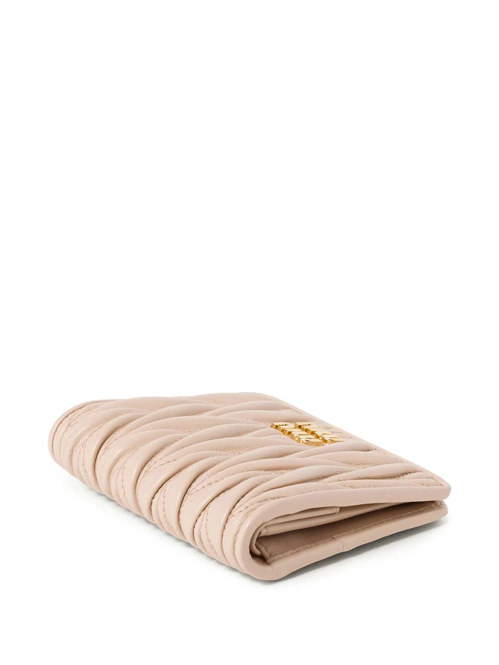Miu Miu Women Small Matelassé Nappa Leather Wallet With Snap Closure
