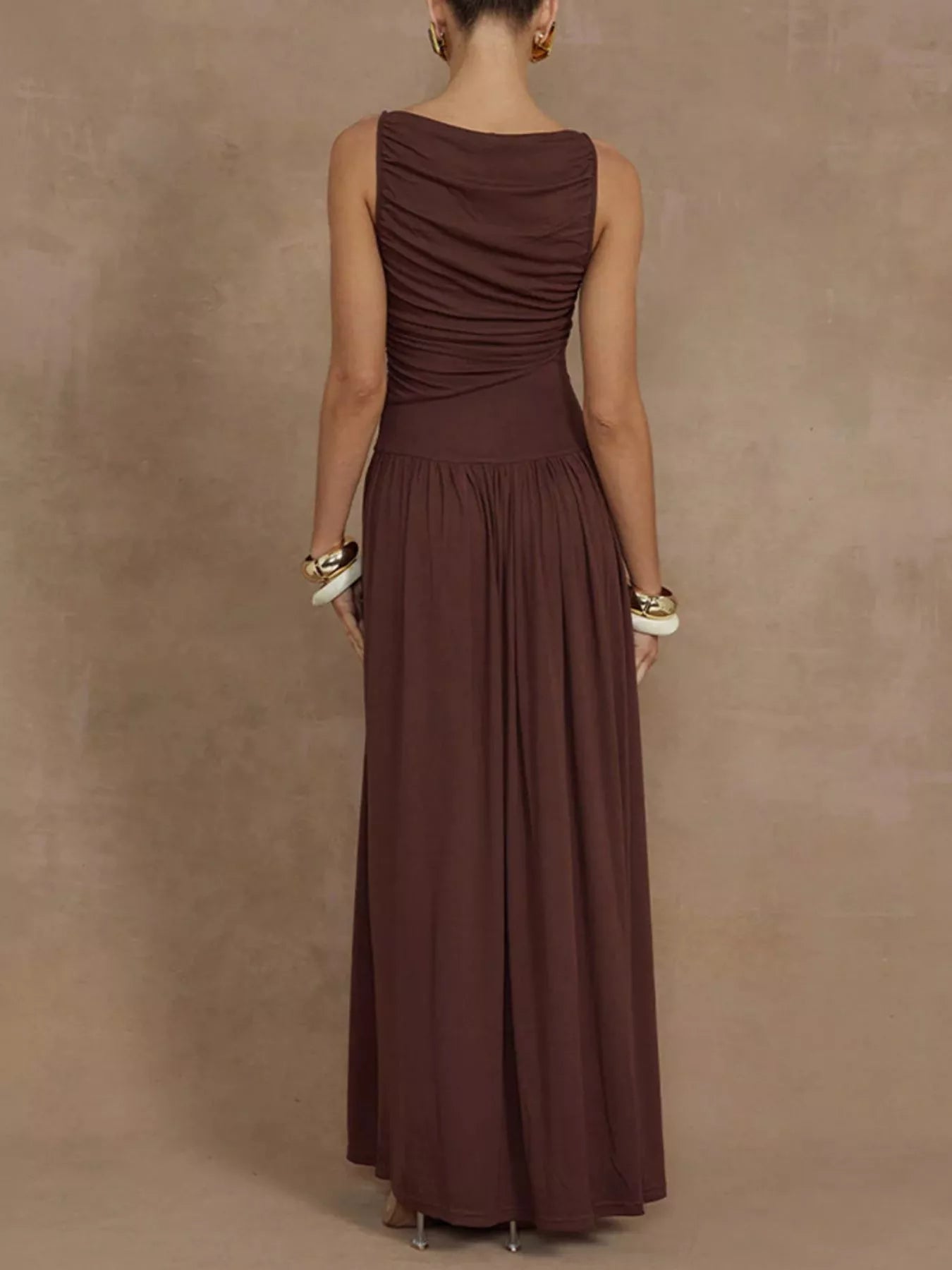 Ruched Sleeveless Maxi Dress