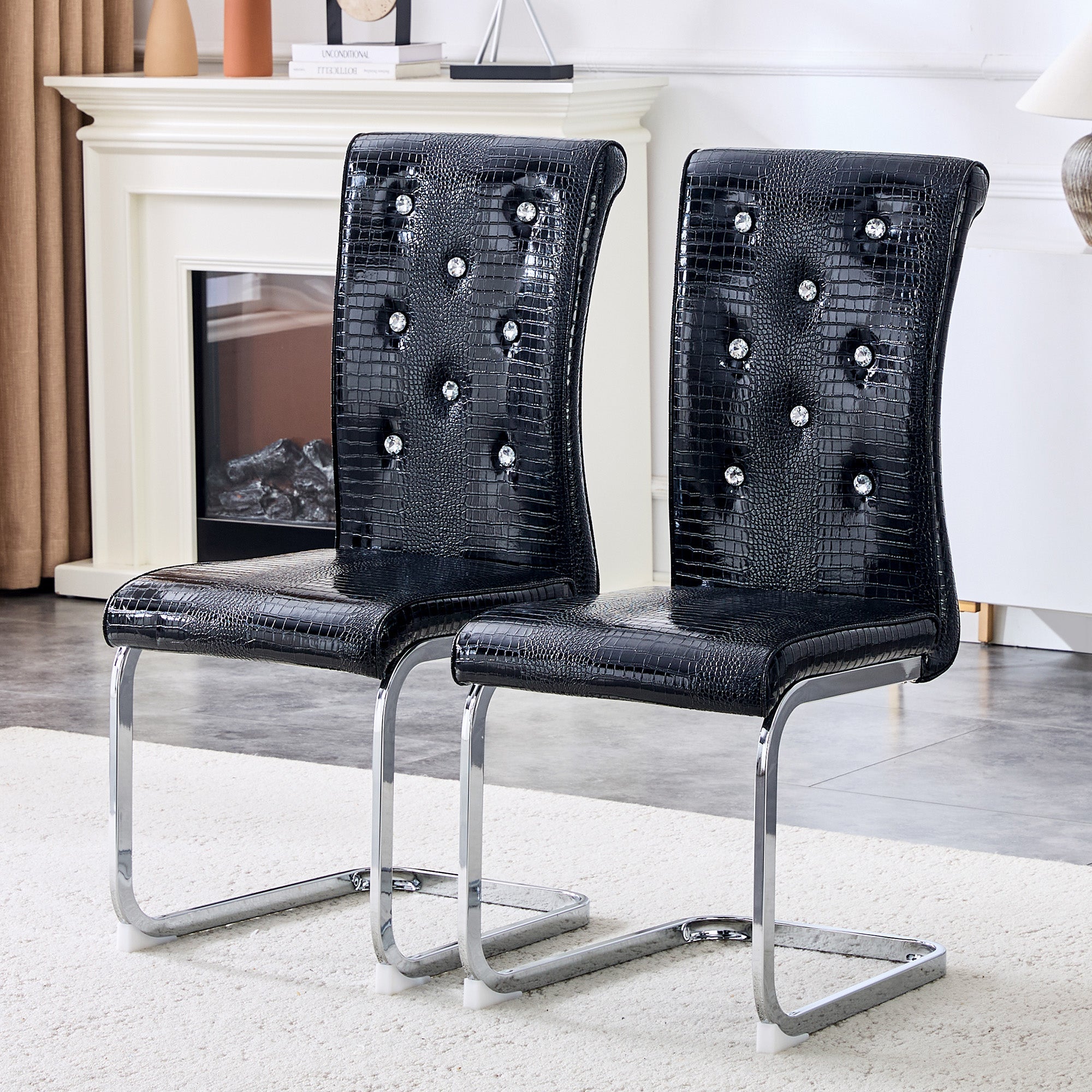 Set of 4 Retro Alligator Skin Upholstered Dining Chairs