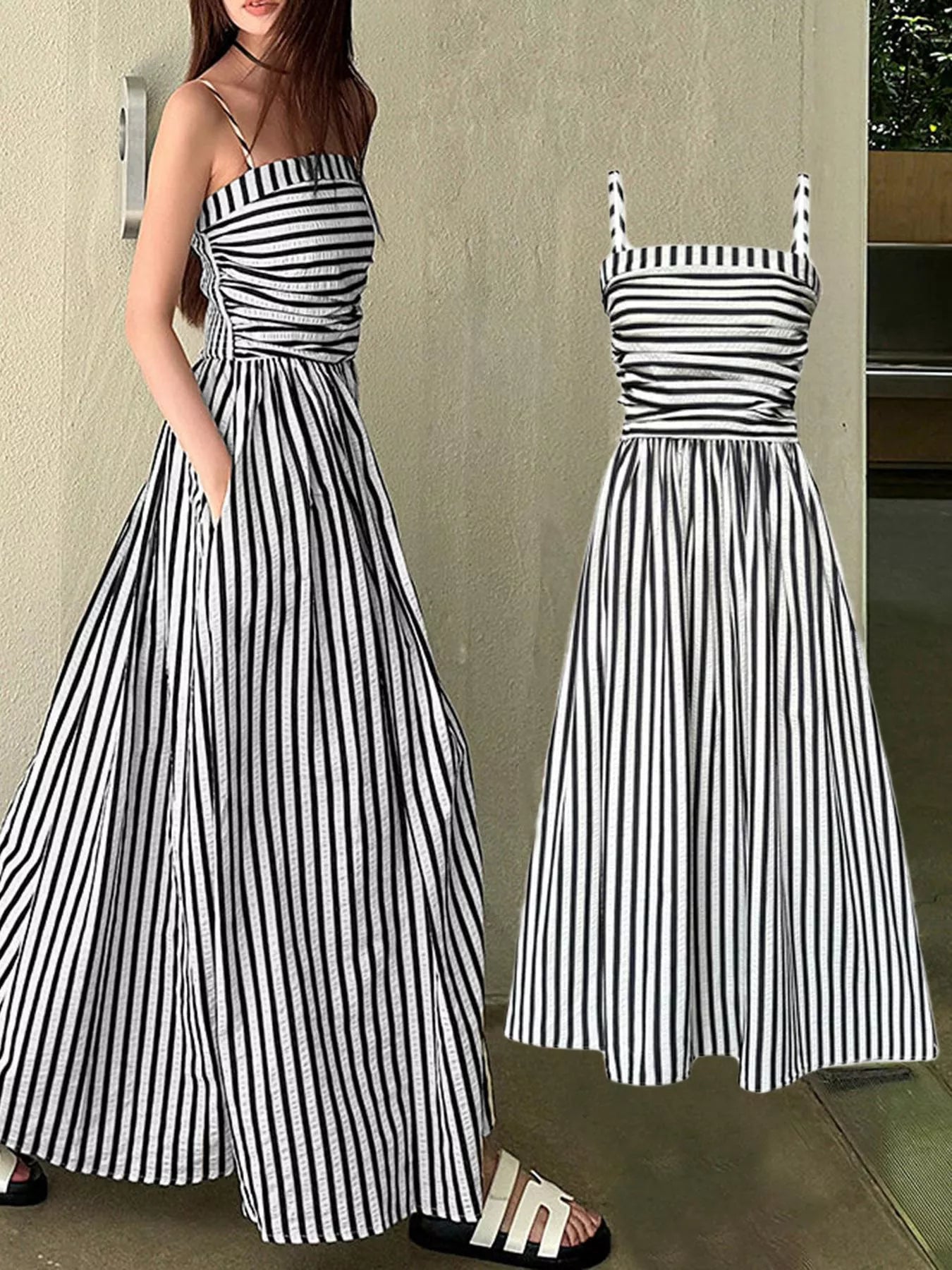 Striped Sleeveless Maxi Dress