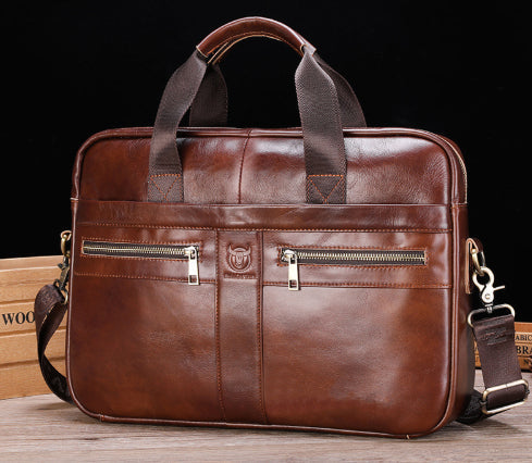 Leather Briefcase For Laptops Made From Full-grain Cowhide Professional Business Bag