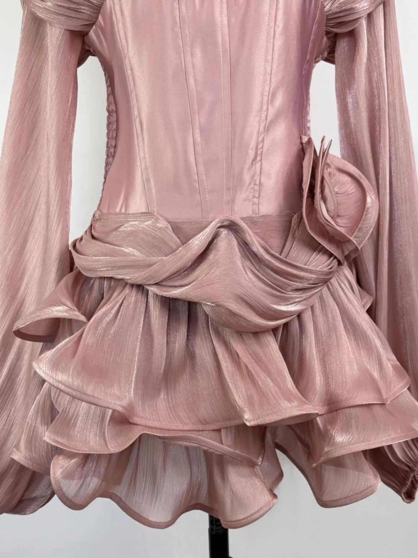 Ruffled Long Sleeve Mini Dress