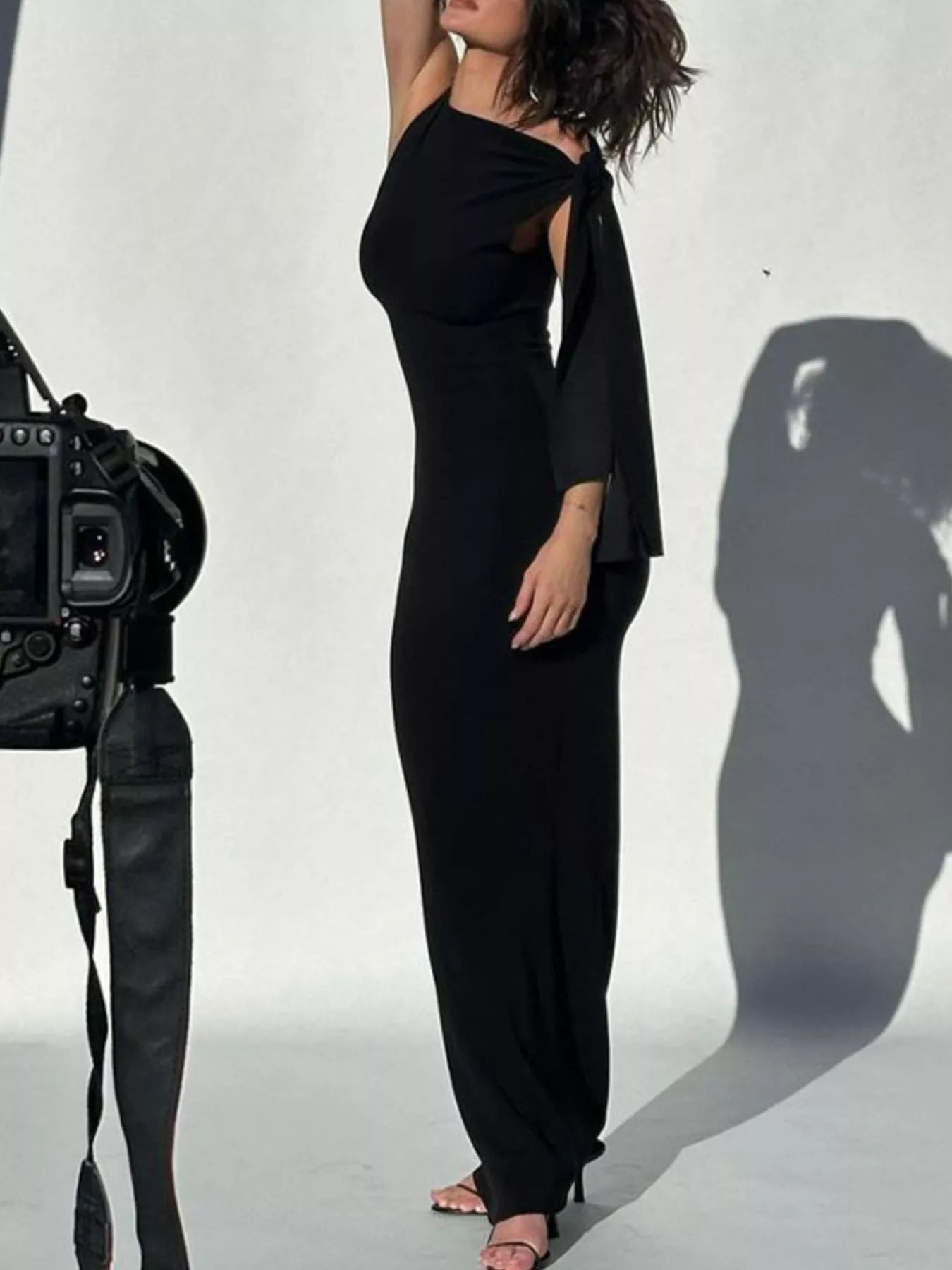 Sleeveless Maxi Dress with Draping Detail