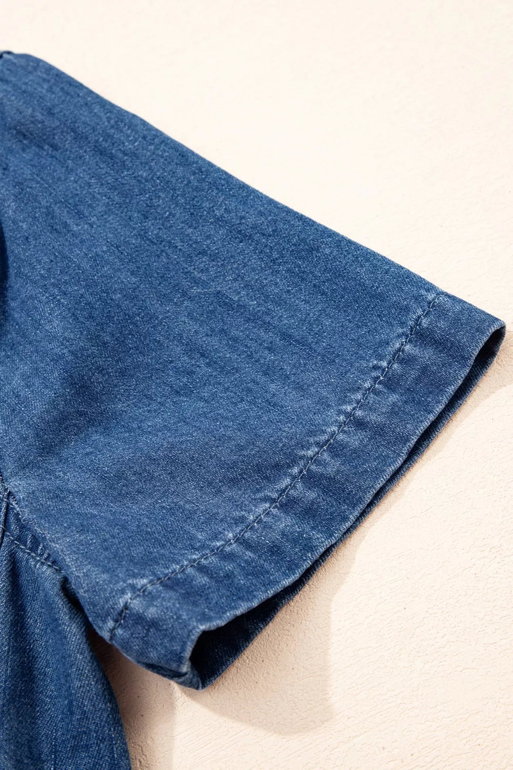Zip Up Collared Short Sleeve Shift Mini Denim Dress