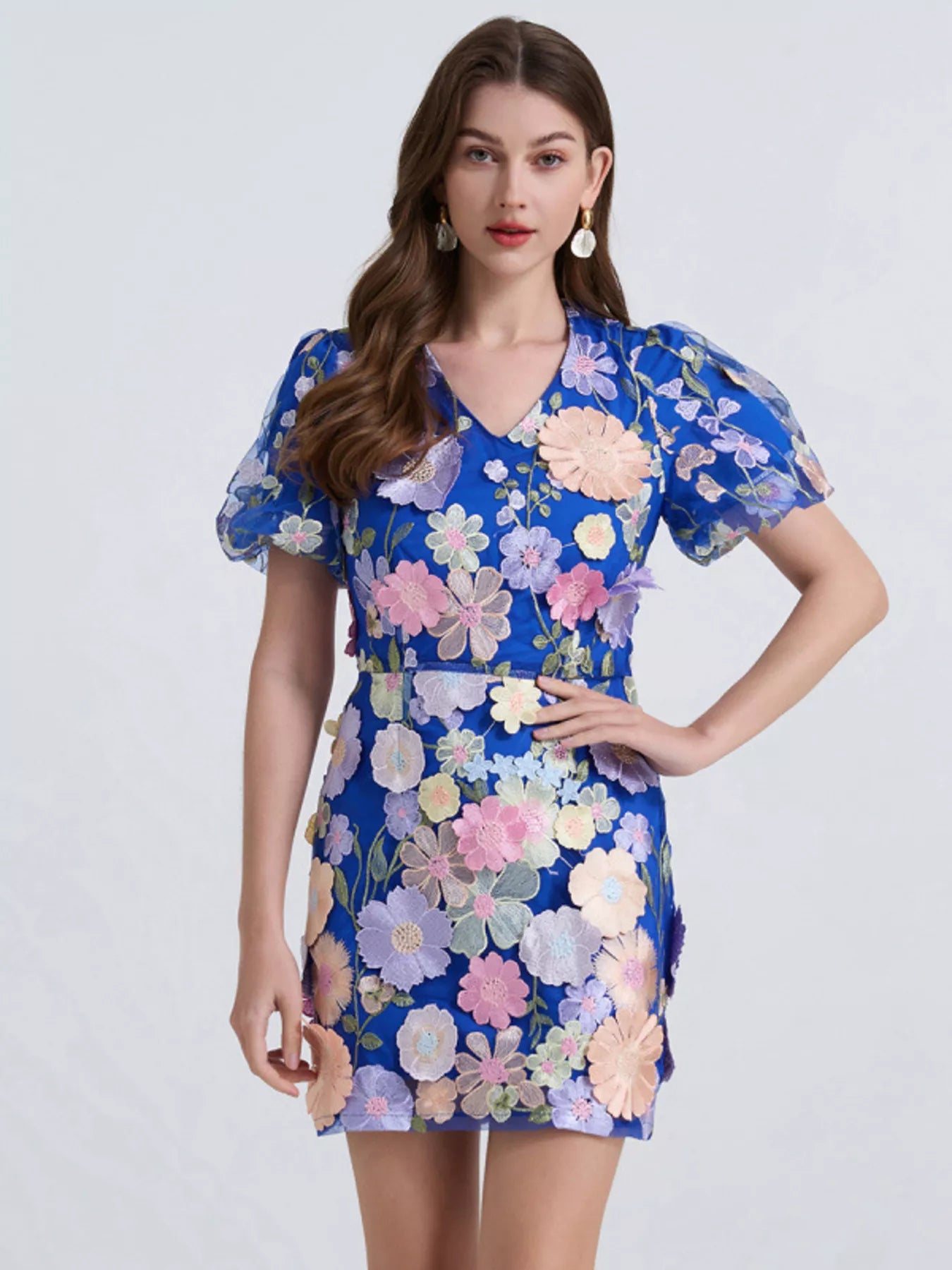 Floral Puff Sleeve Mini Dress