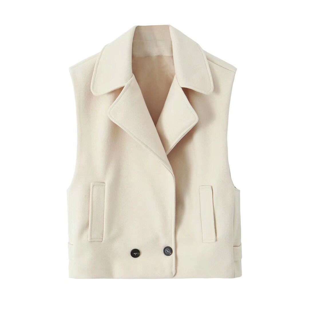 Cashmere Sleeveless Women's Vest Fashion Loose Casual Female Lapel Cardigan Autumn Winter Lady High Streetwear Waistcoat