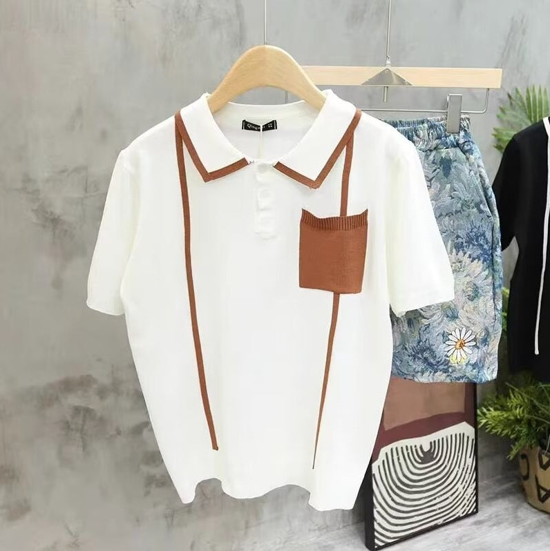 Men's summer T-shirt with collar and short sleeved polo shirt