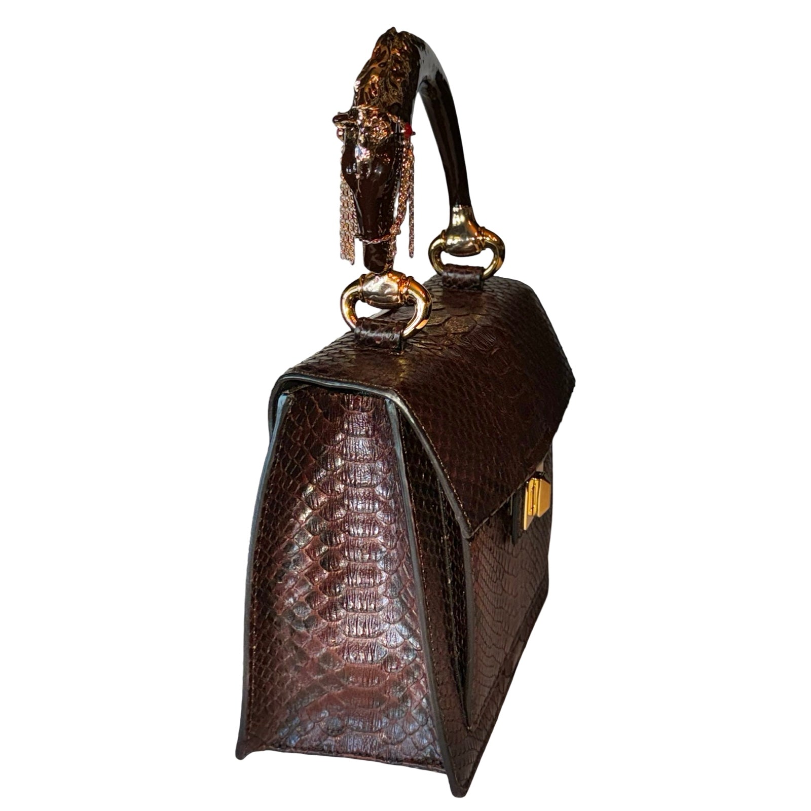 Sienna Horse Handle Handbag
Authentic Multi-Toned Brown Python